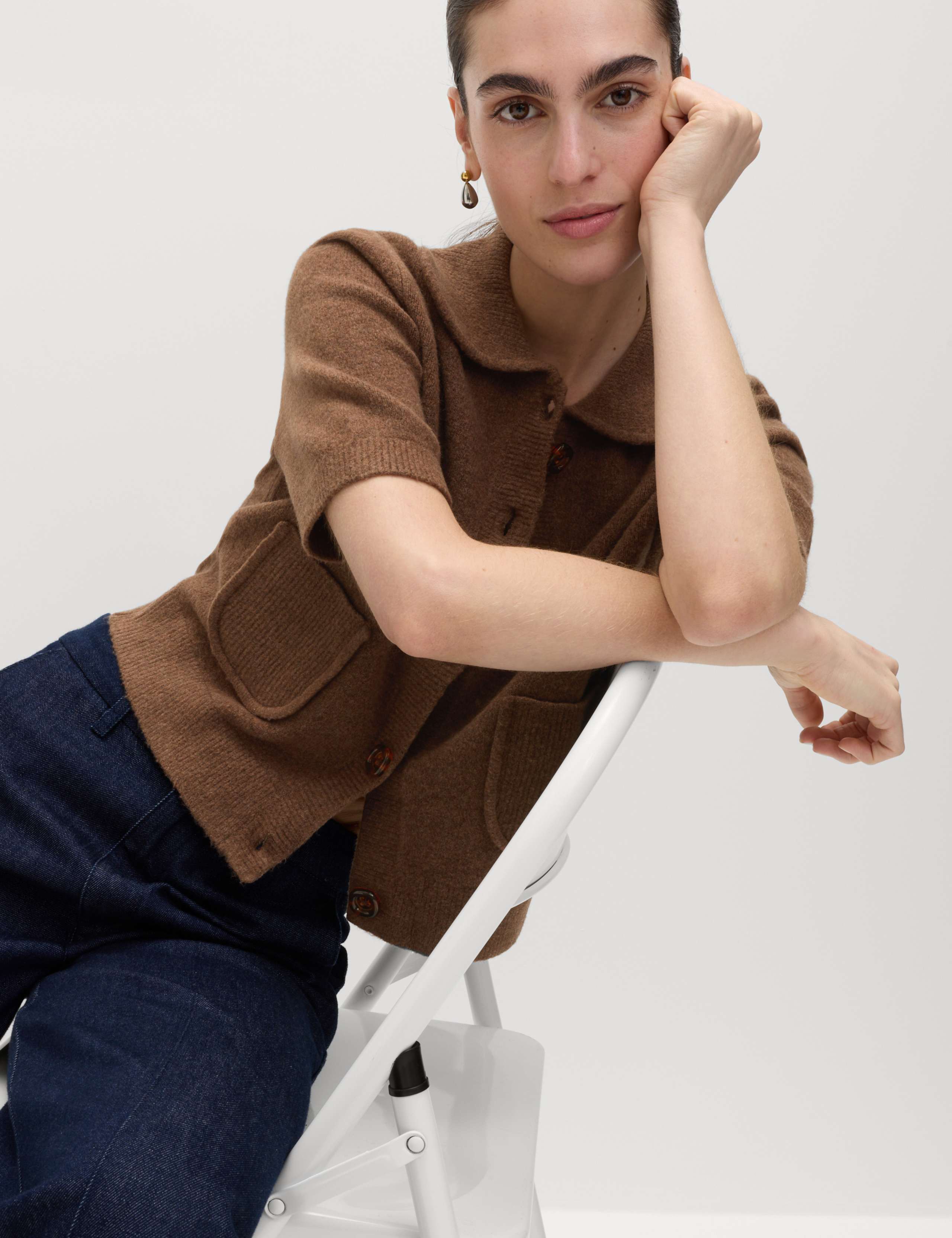 Collared Cardigan with Cotton 3 of 5