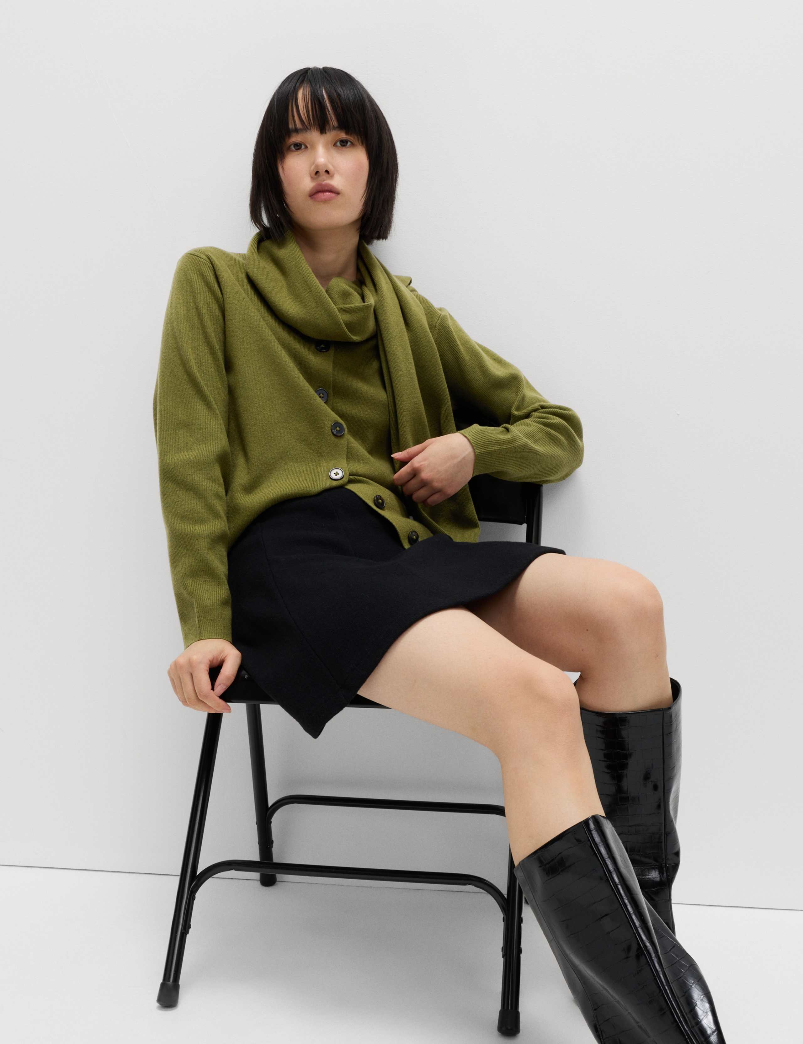 Air-Yarn Scarf-Neck Cardigan 7 of 7