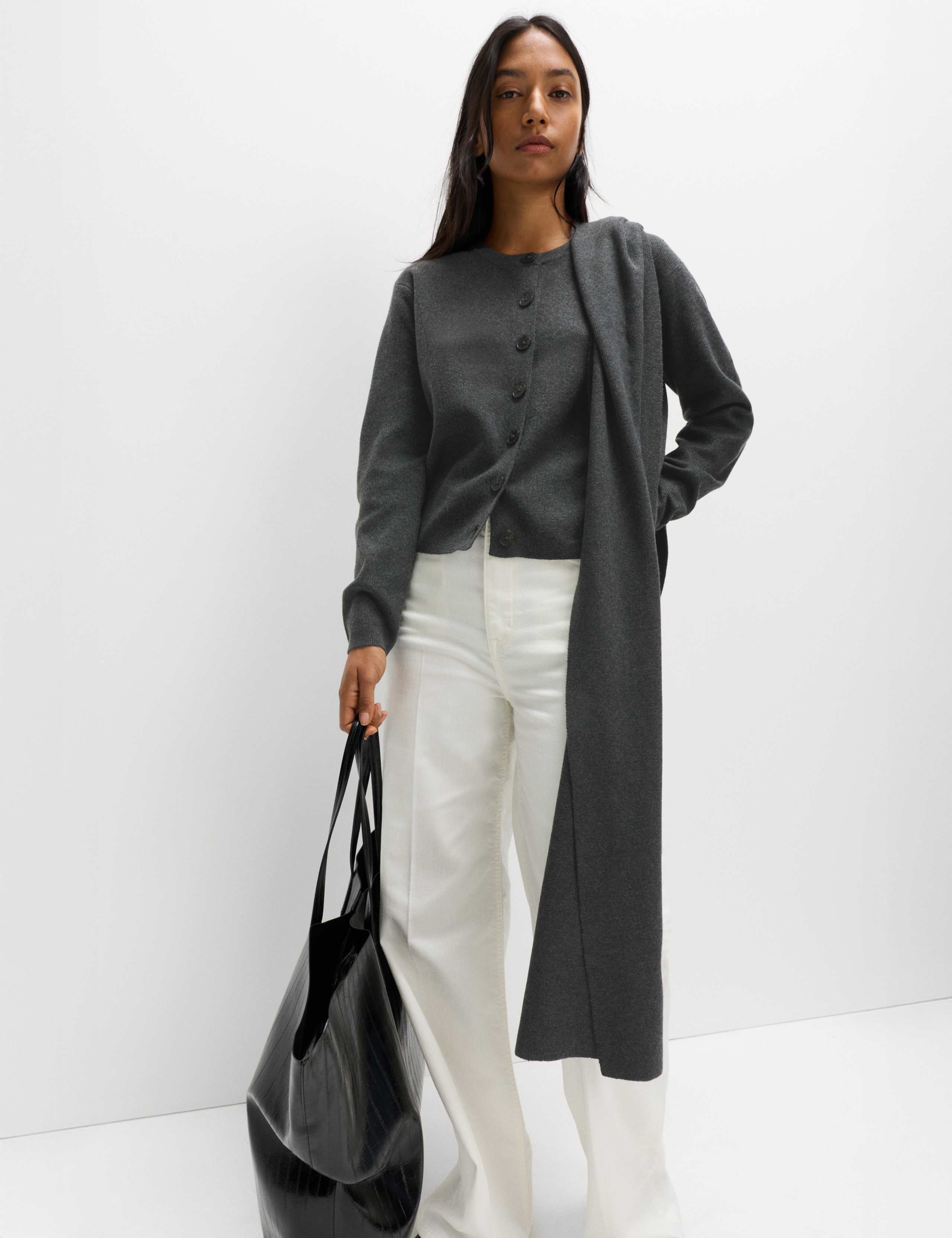 Air-Yarn Scarf-Neck Cardigan 4 of 5