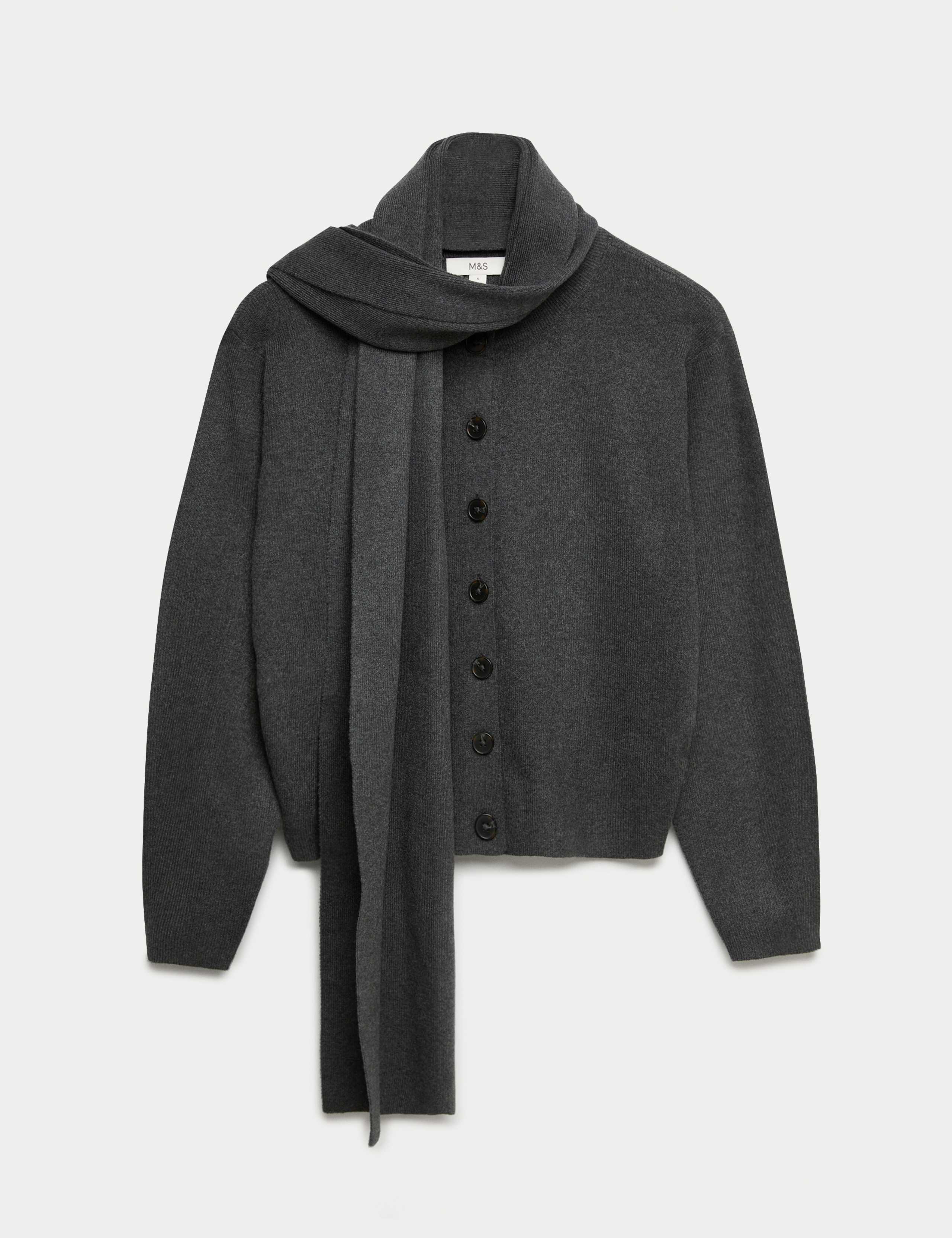 Air-Yarn Scarf-Neck Cardigan 2 of 3