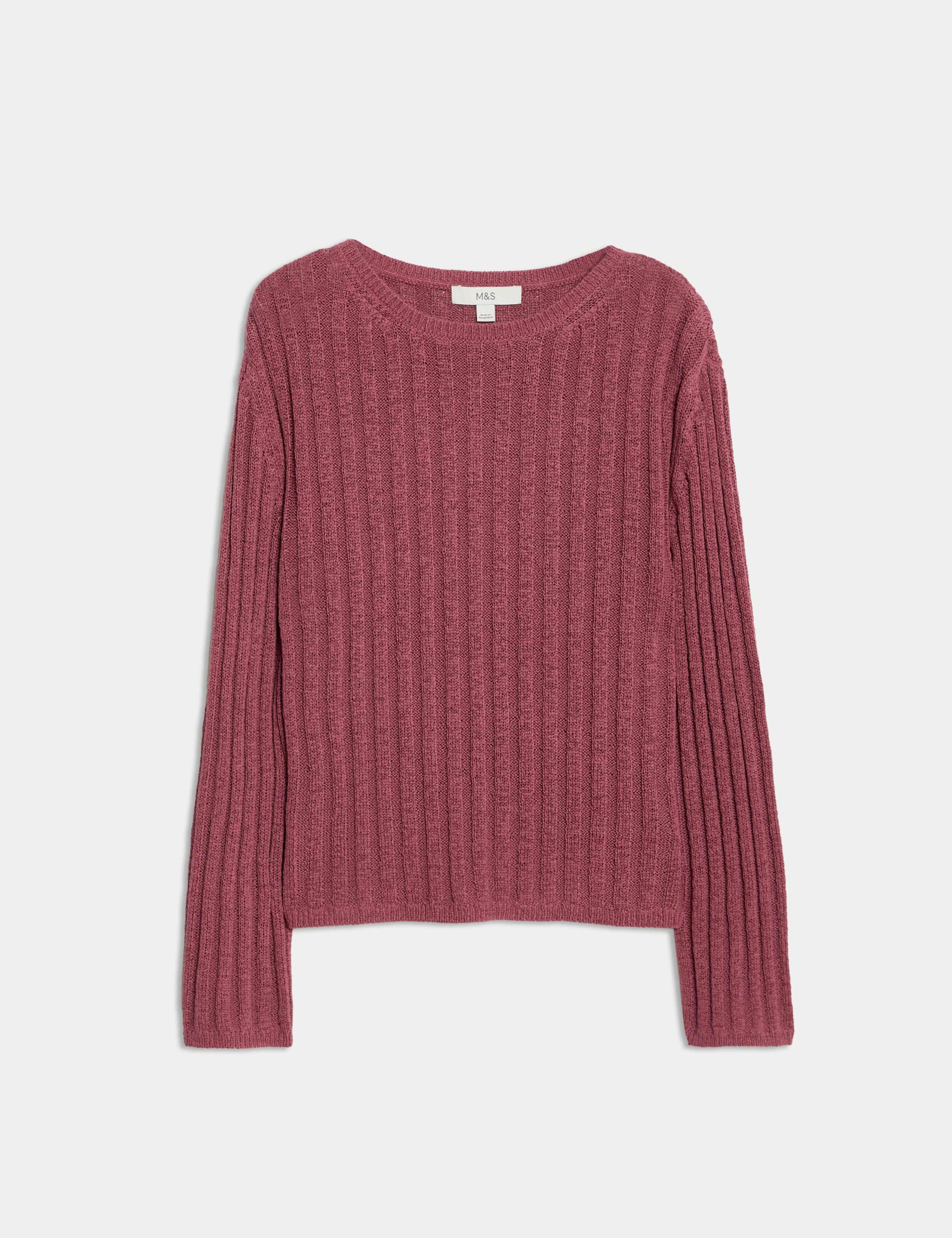 Cotton Blend Ribbed Crew Neck Jumper 2 of 7