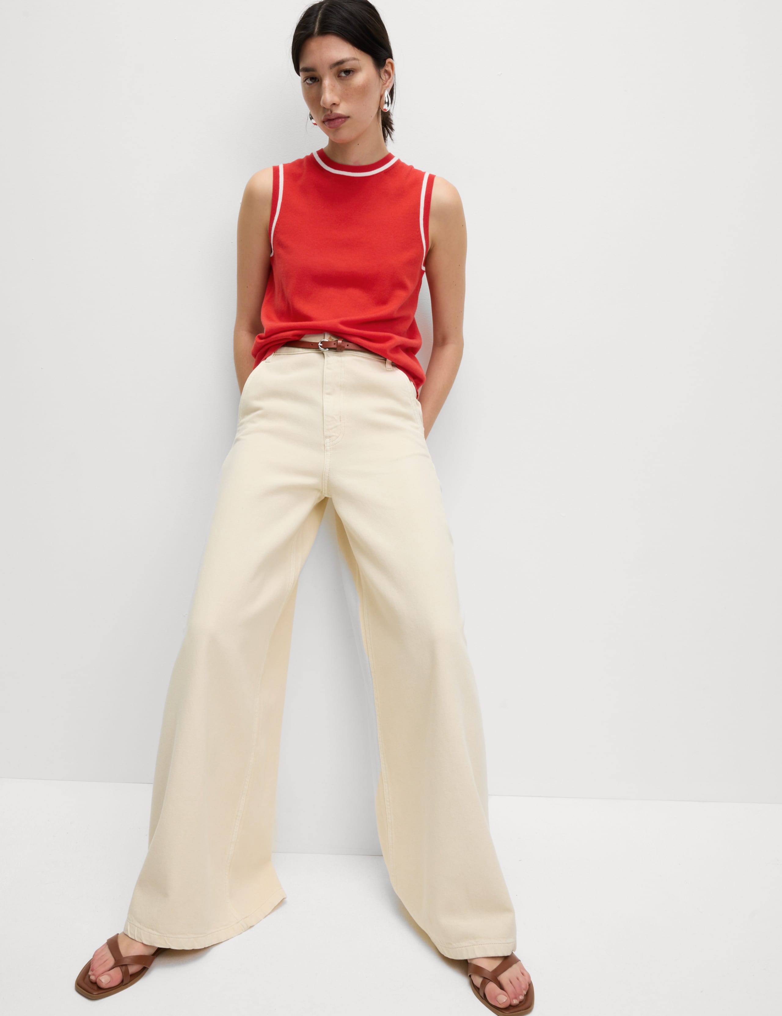 Pure Merino Wool Tipped Detail Knitted Vest 5 of 6