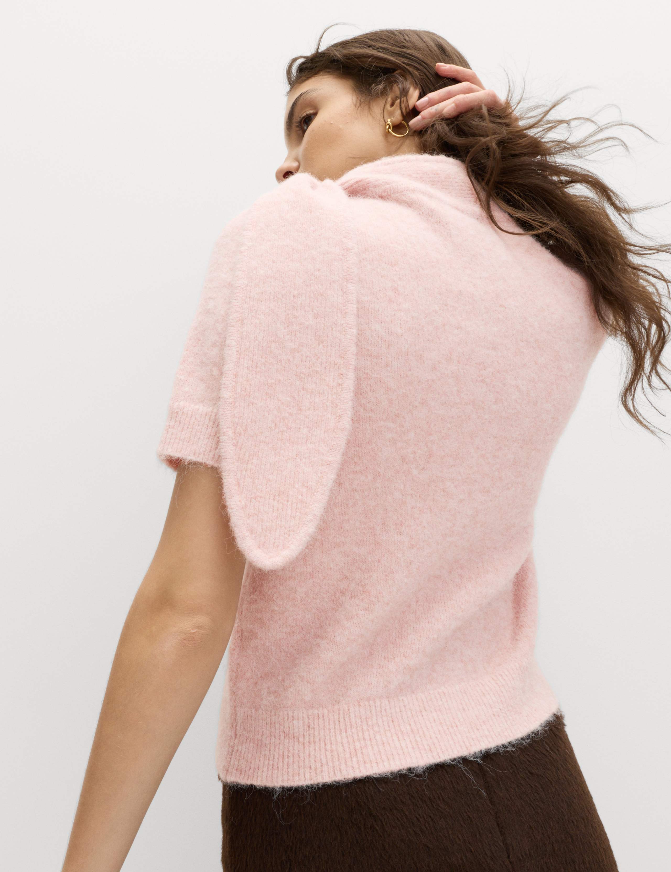 Tie Neck Knitted Top with Wool 3 of 4