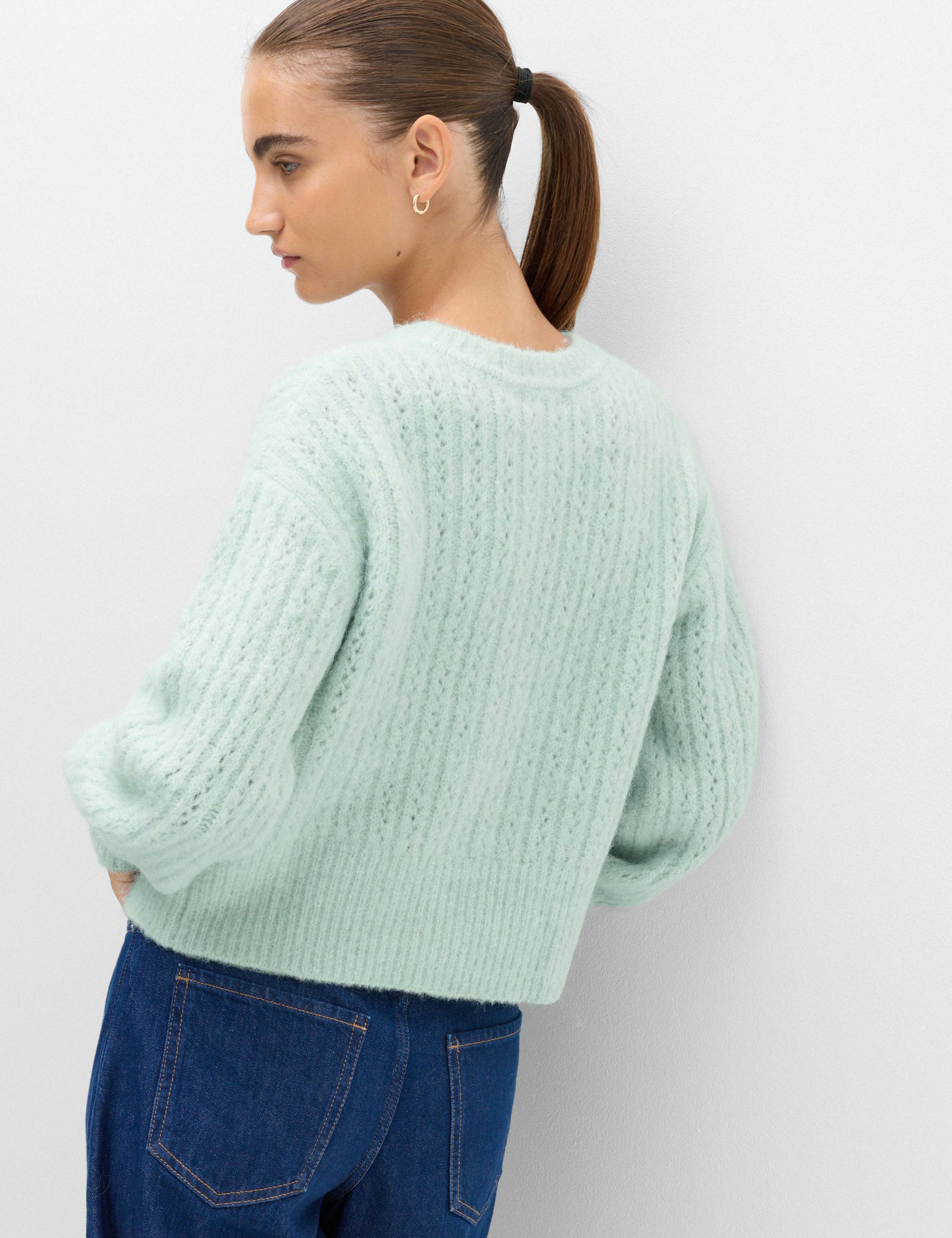 Blouson Sleeve Cropped Cardigan with Wool 4 of 6