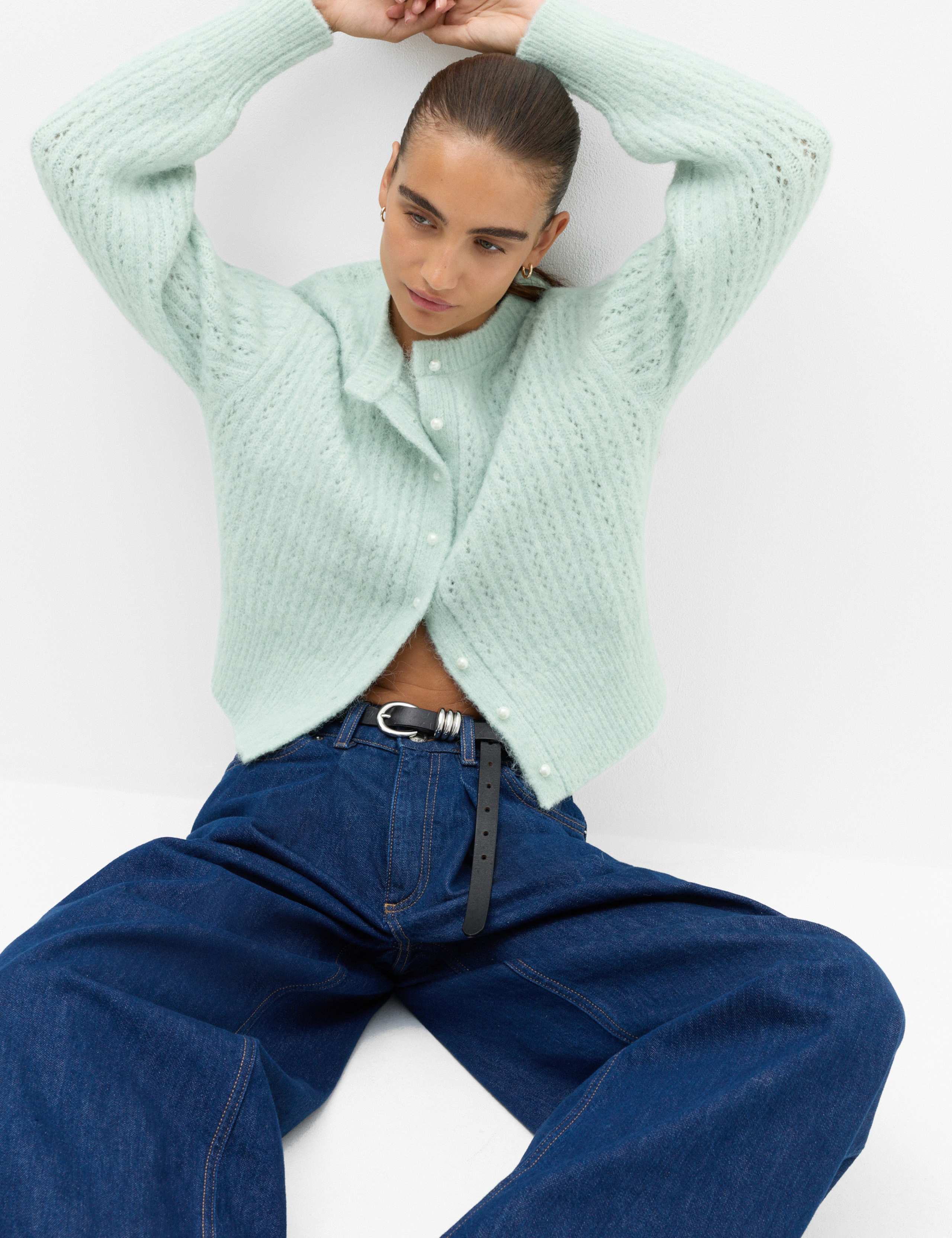 Blouson Sleeve Cropped Cardigan with Wool 6 of 6