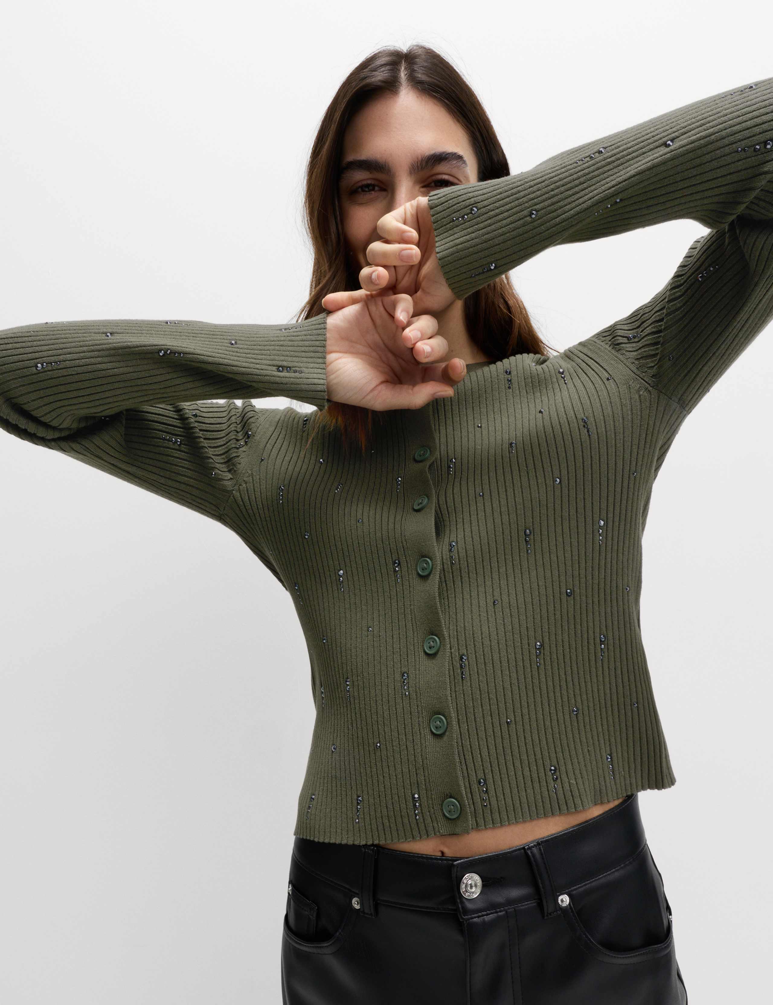 Embellished Crew Neck Fitted Cardigan 4 of 7