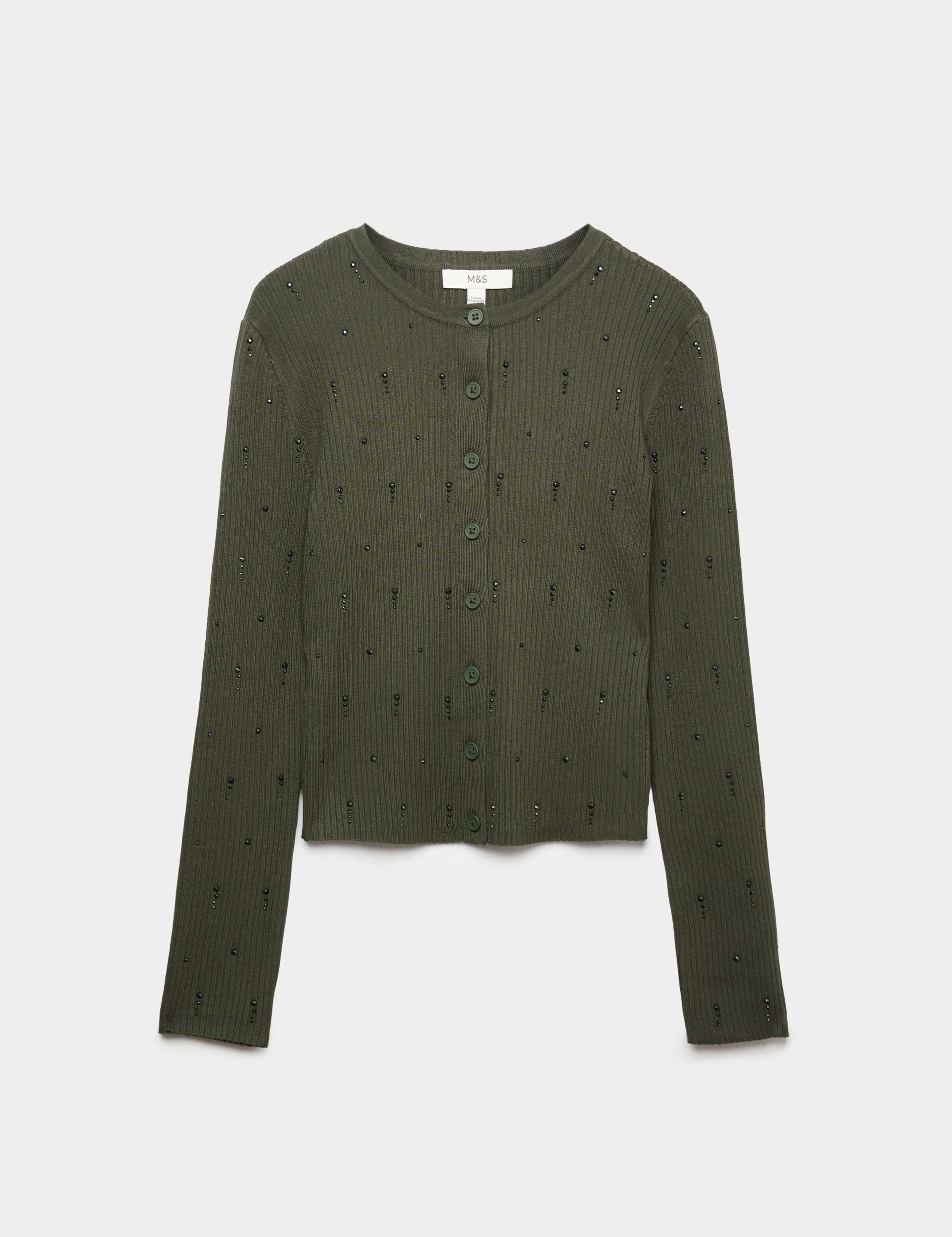 Embellished Crew Neck Fitted Cardigan 2 of 7