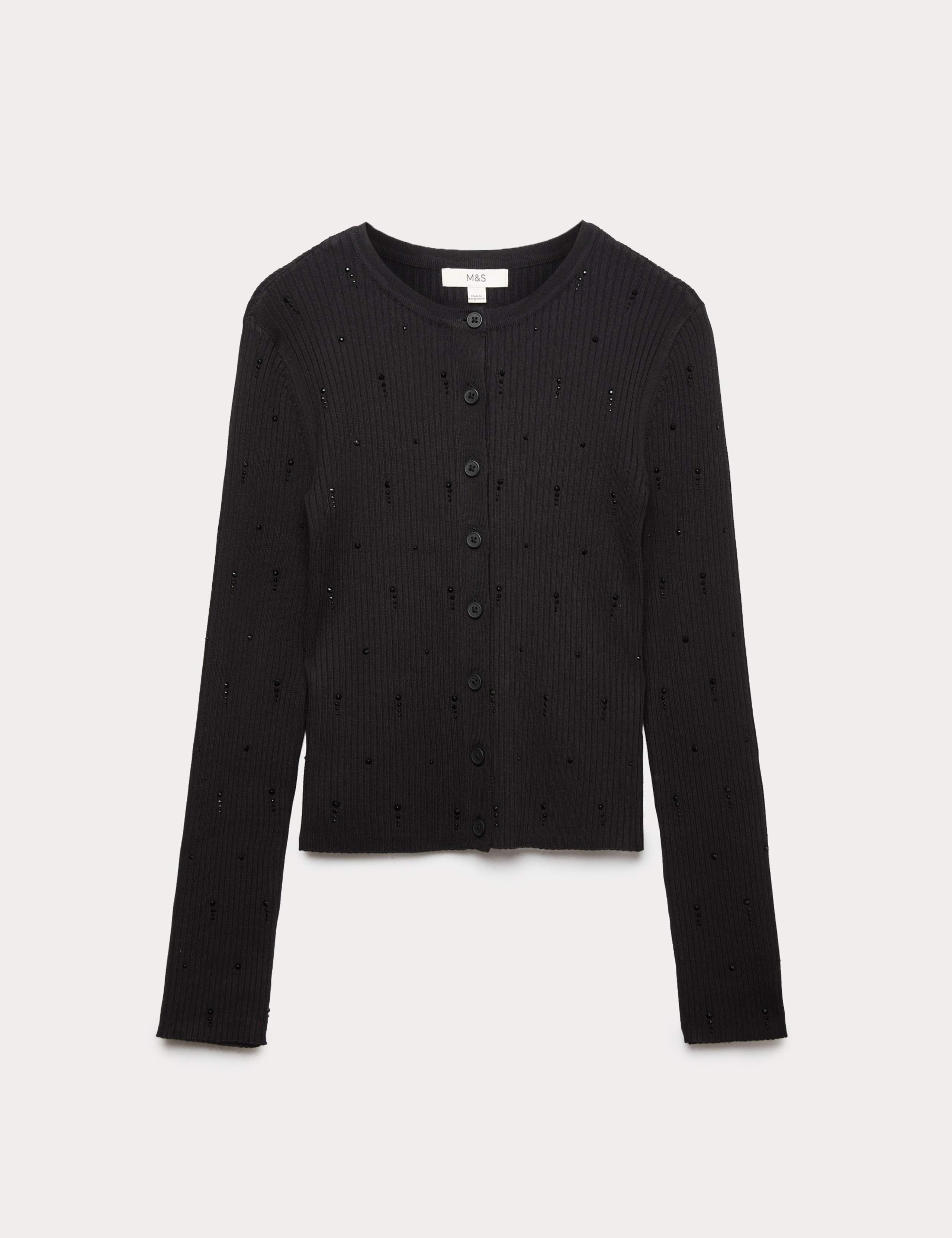 Embellished Crew Neck Fitted Cardigan 2 of 6