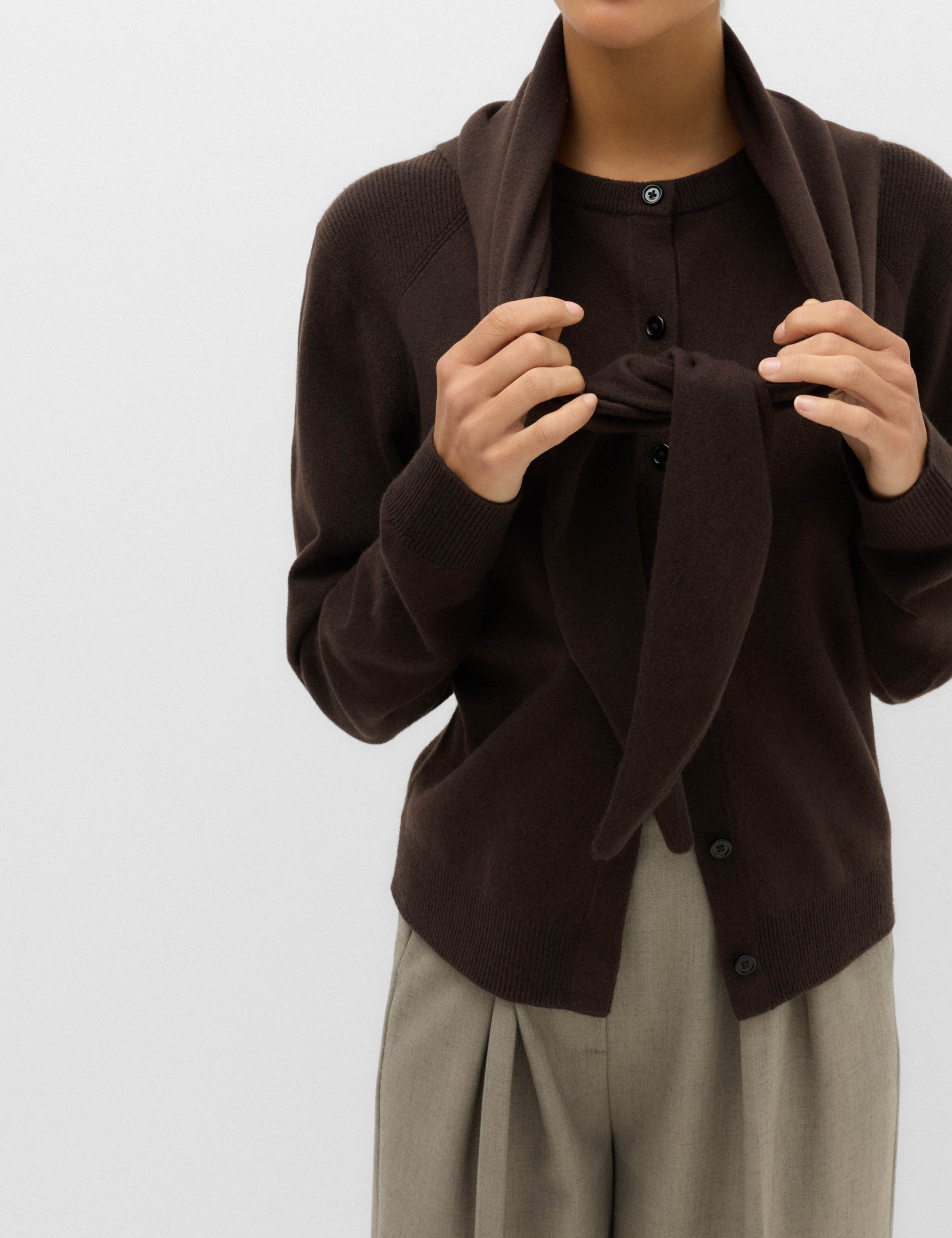 Air-Yarn Scarf Neck Button Through Cardigan 5 of 6