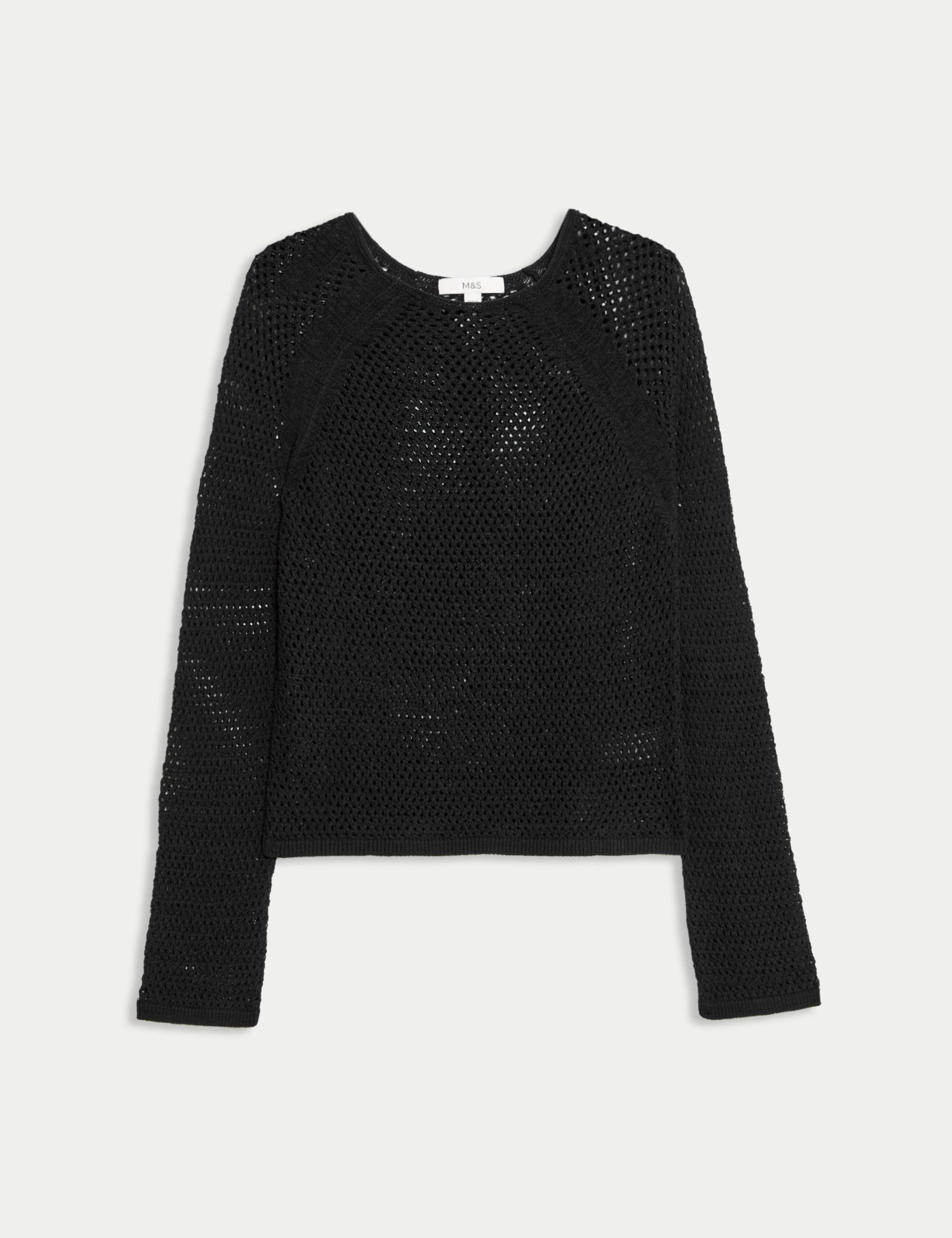 Cotton Blend Textured Crew Neck Jumper 2 of 8