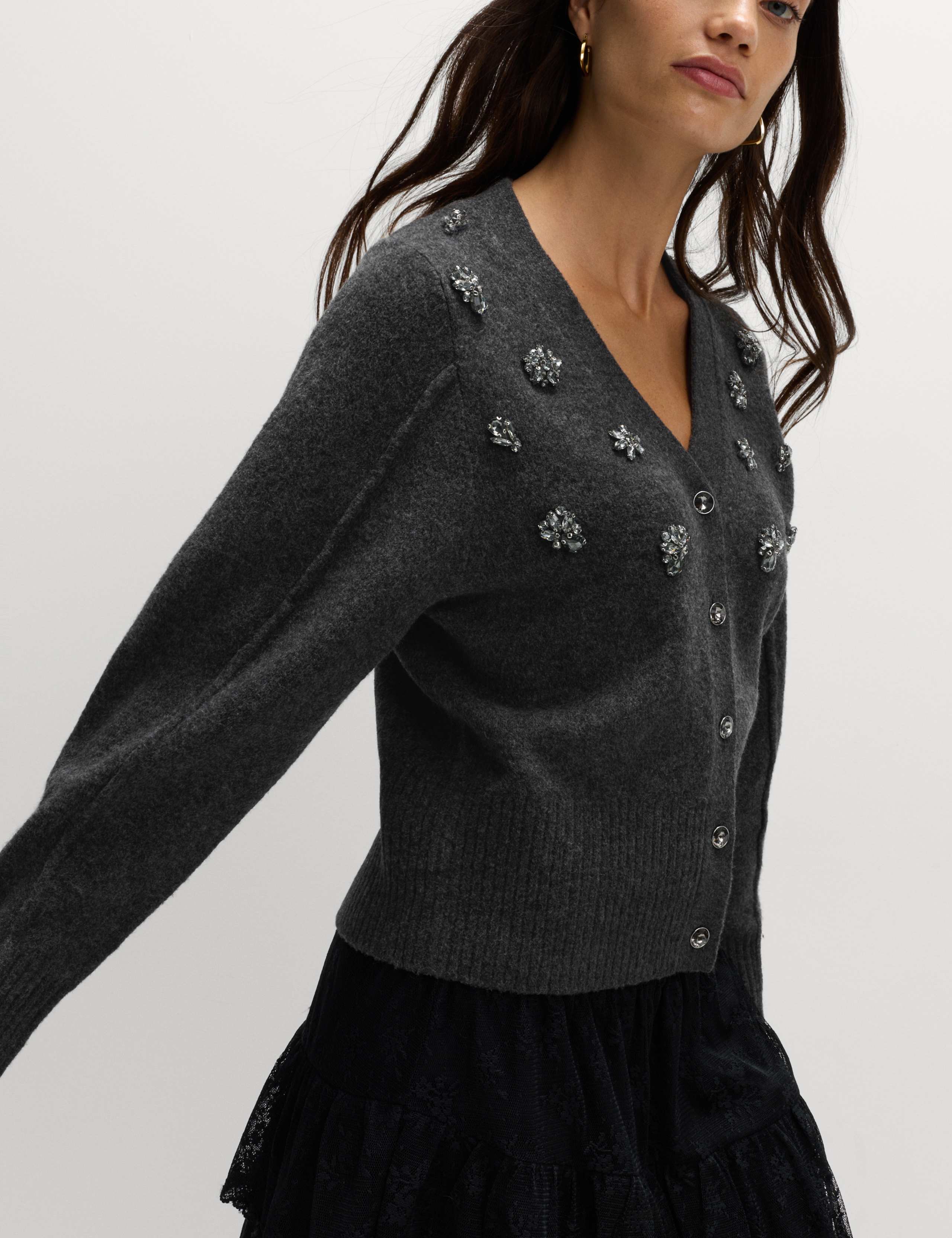 Embellished V-Neck Cardigan with Wool 5 of 7