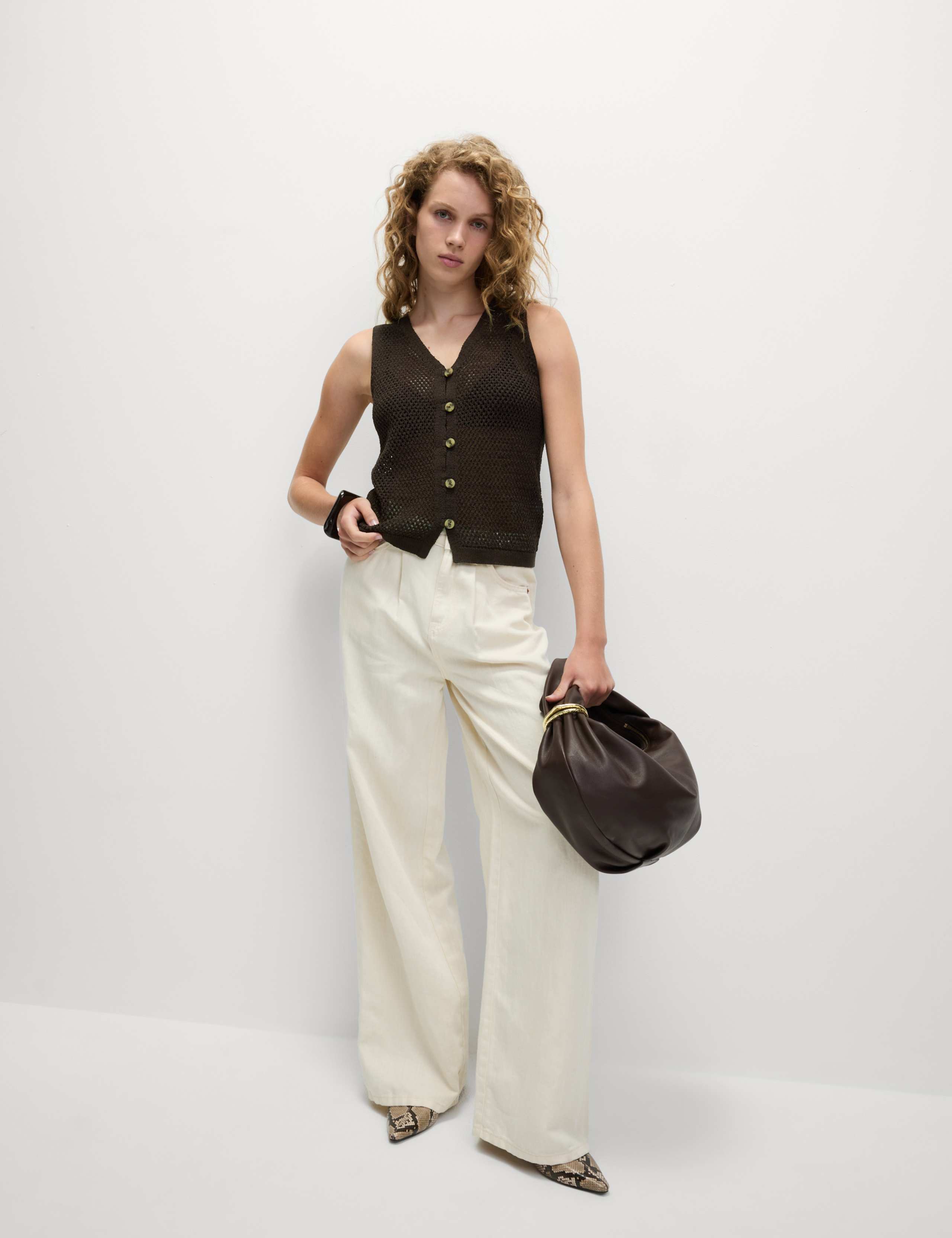Cotton Blend Button Through Knitted Waistcoat 3 of 6