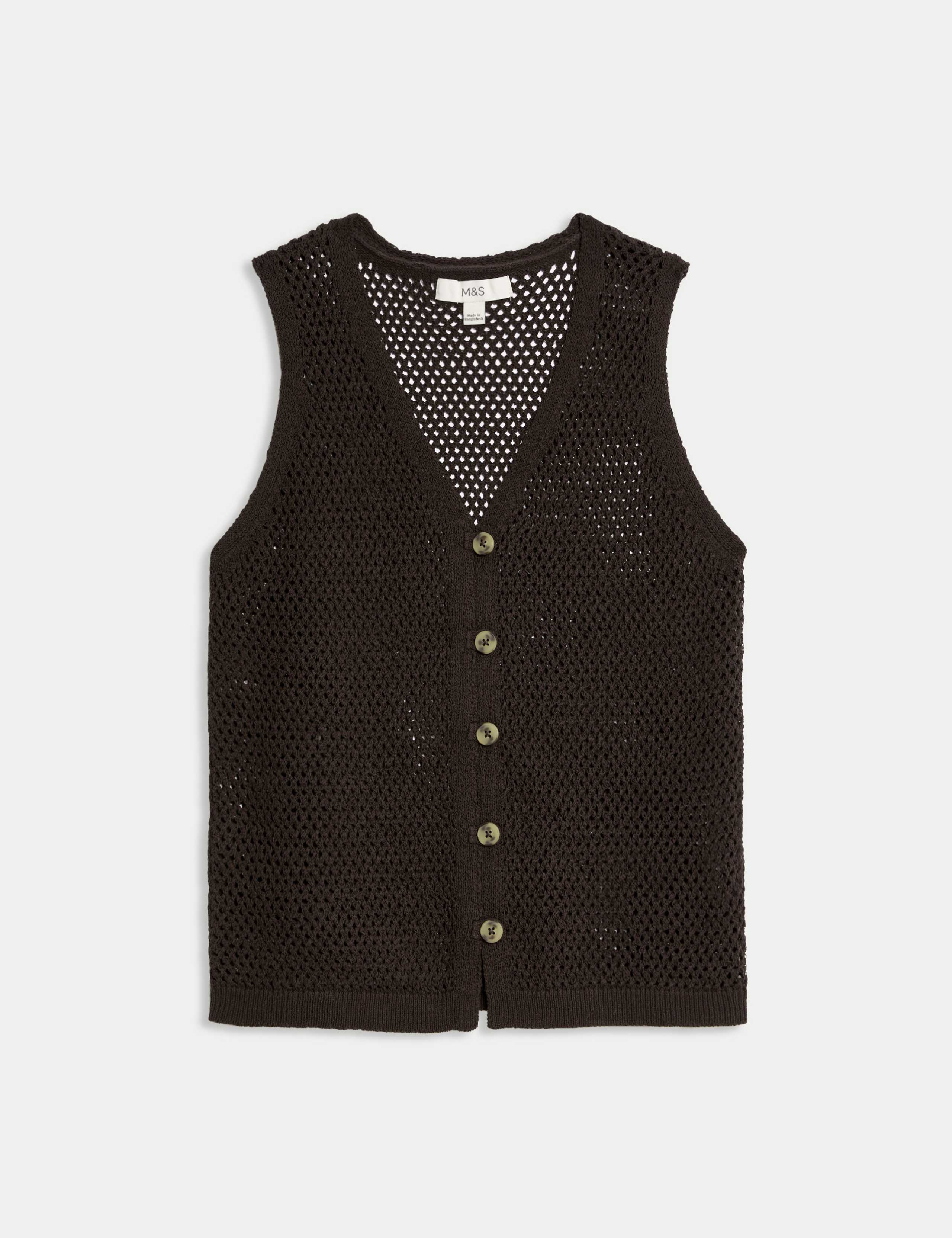 Cotton Blend Button Through Knitted Waistcoat 2 of 6