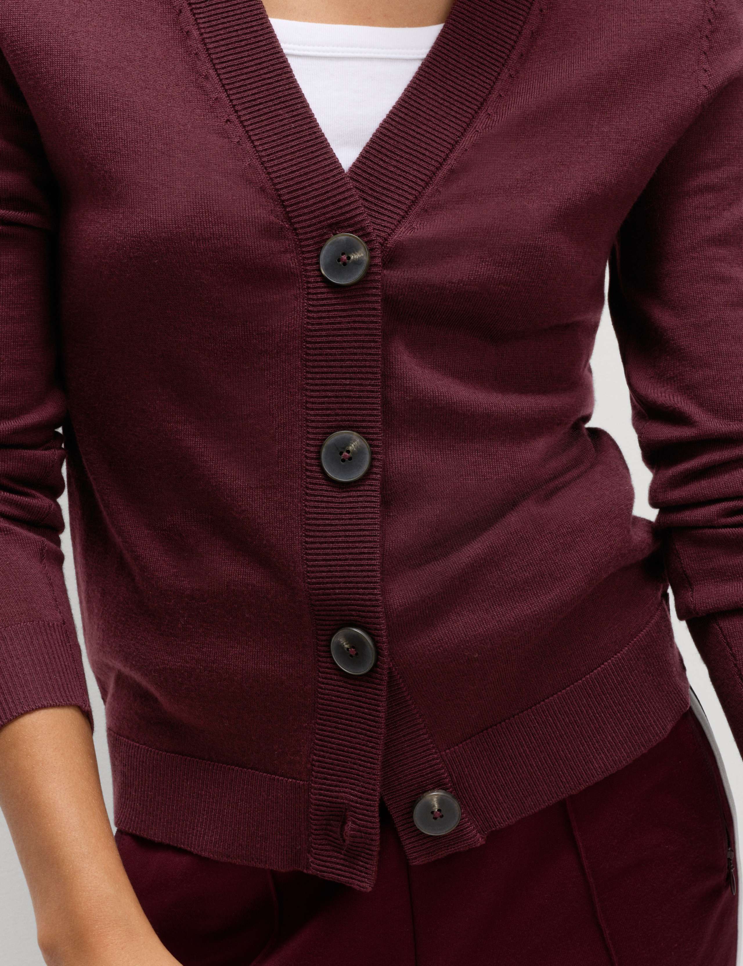 Pure Merino V-Neck Button Front Cardigan 5 of 6