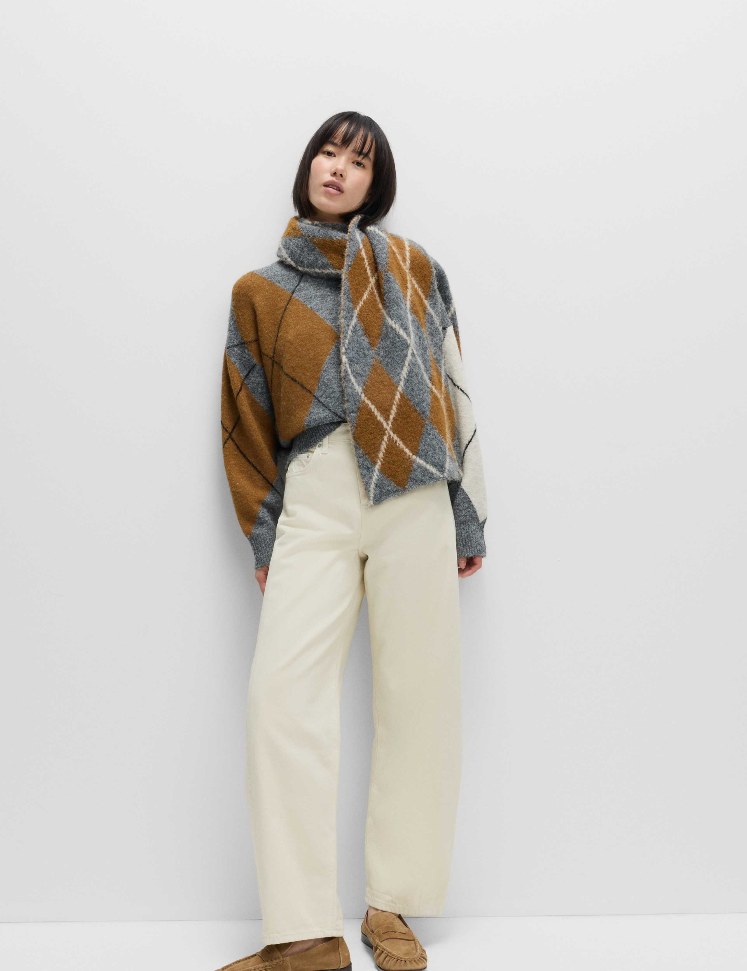 Argyle Relaxed Jumper with Wool 1 of 5