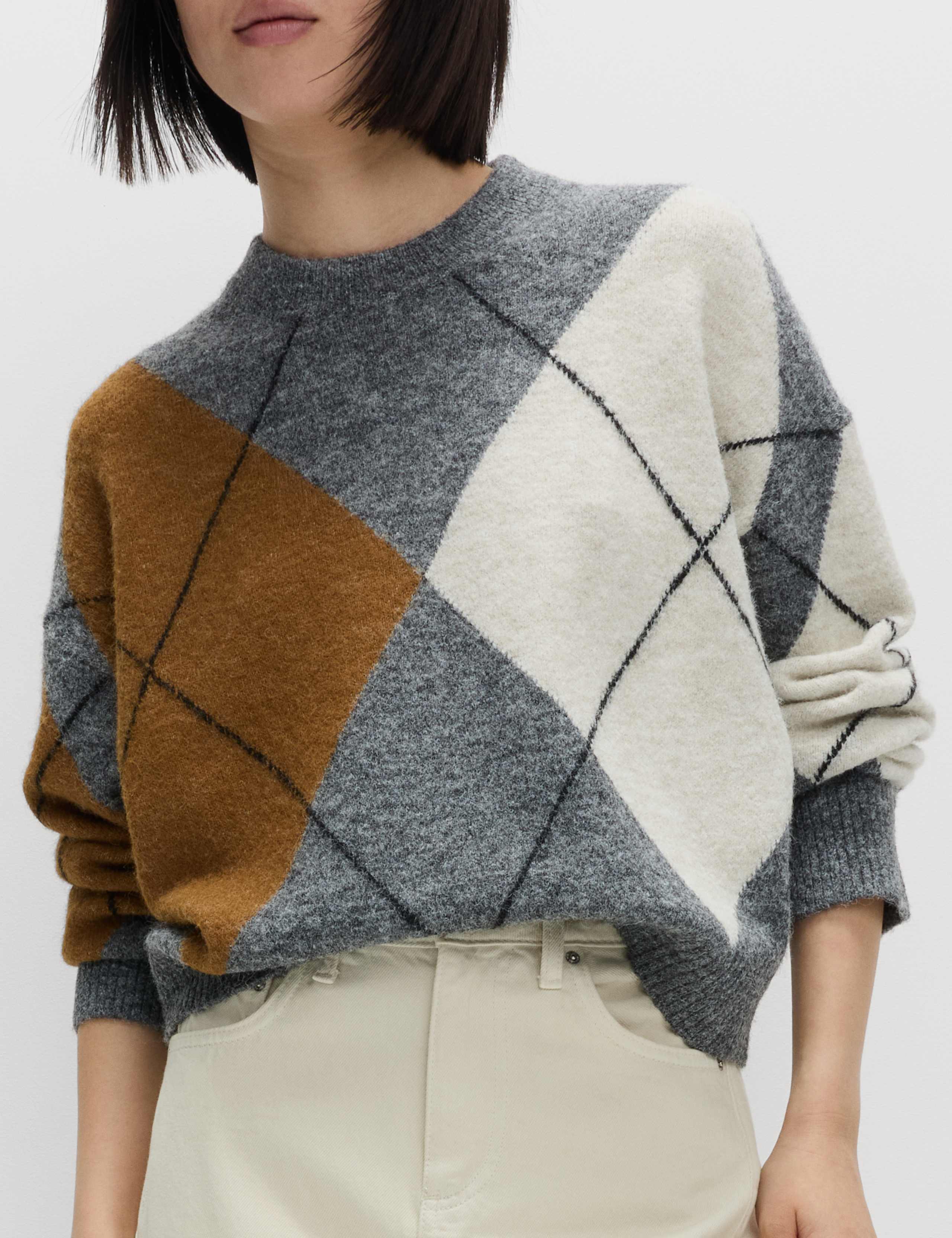Argyle Relaxed Jumper with Wool 3 of 5