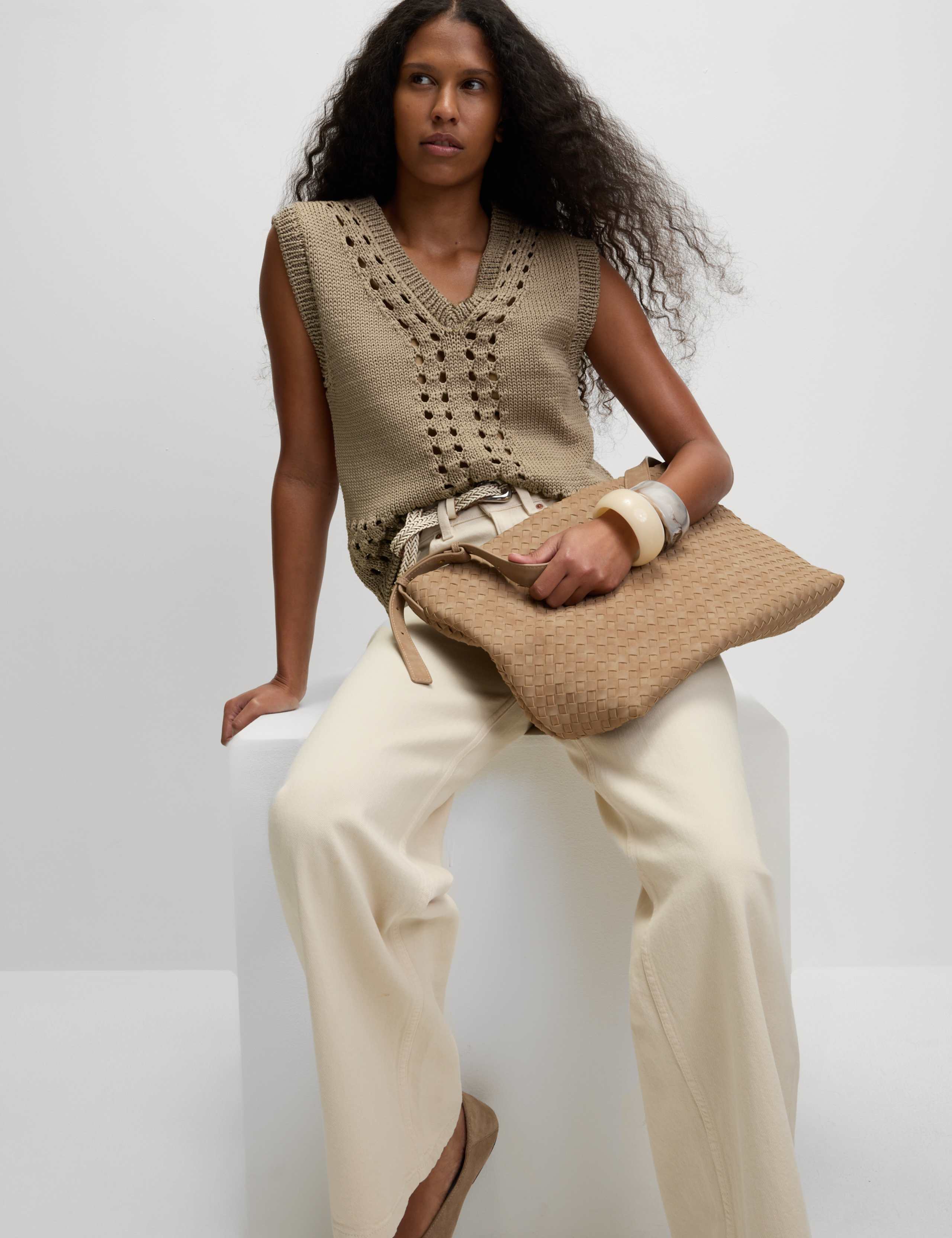 Open Stitch V-Neck Knitted Vest 3 of 5