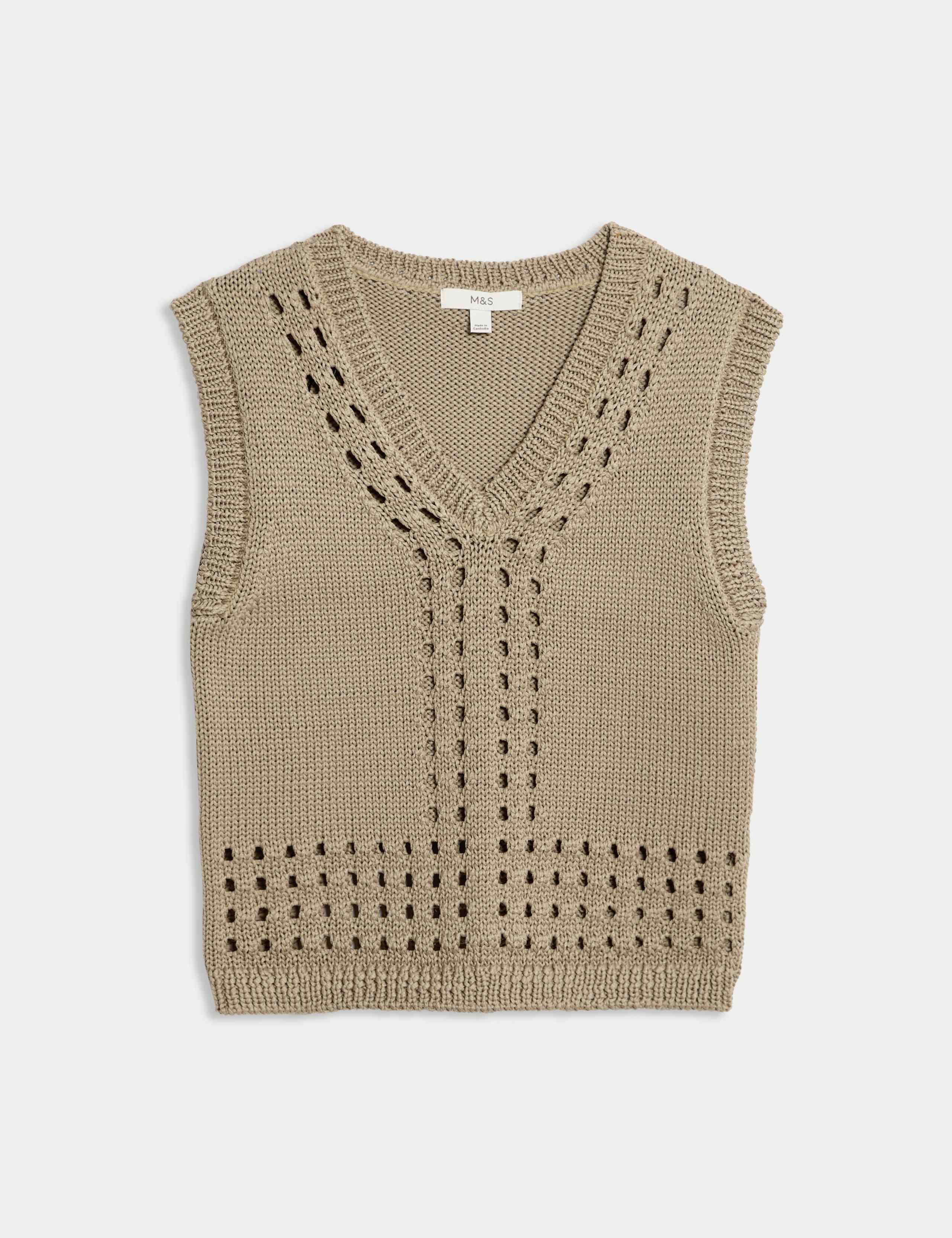 Open Stitch V-Neck Knitted Vest 2 of 5