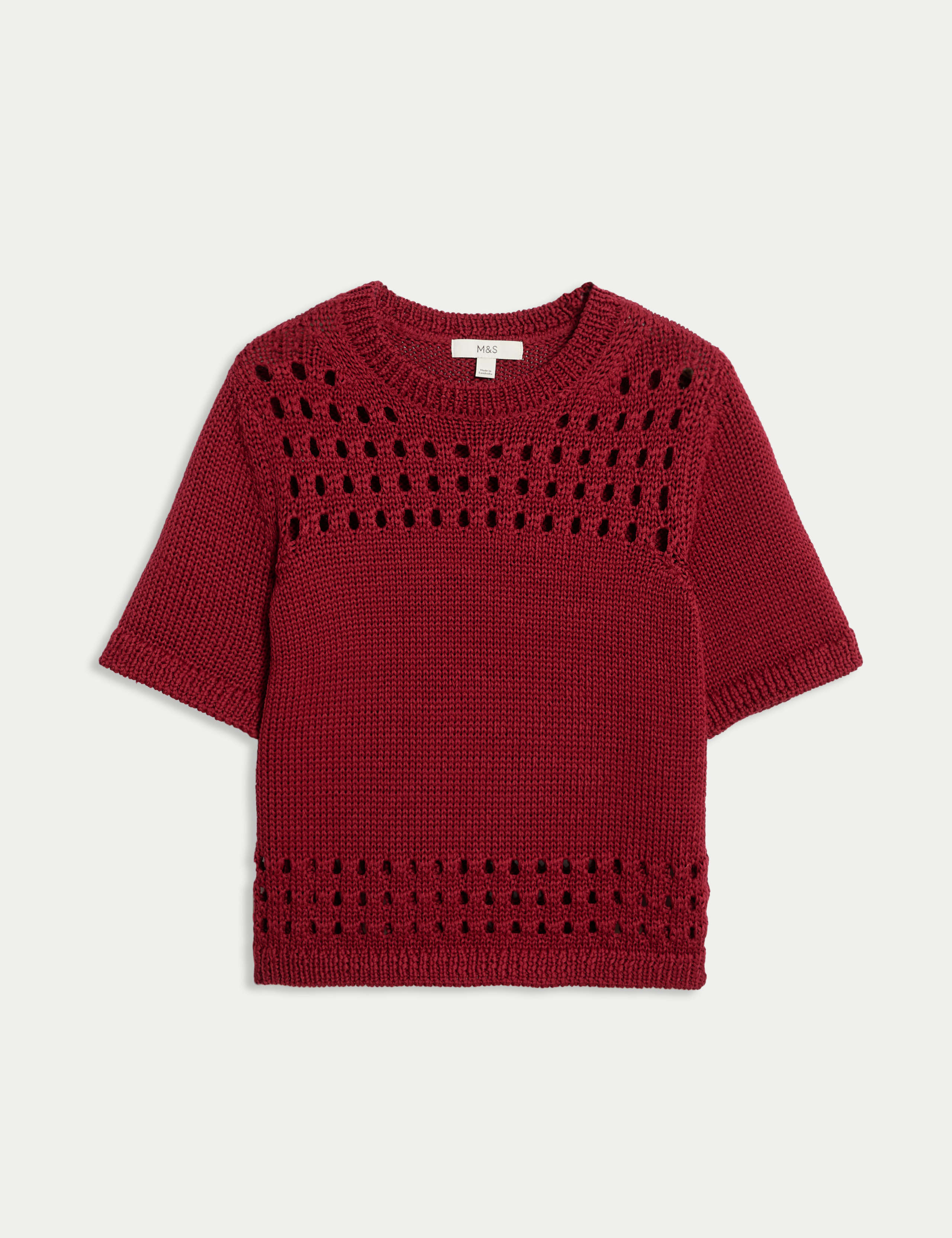 Open Stitch Crew Neck Knitted Top 2 of 5