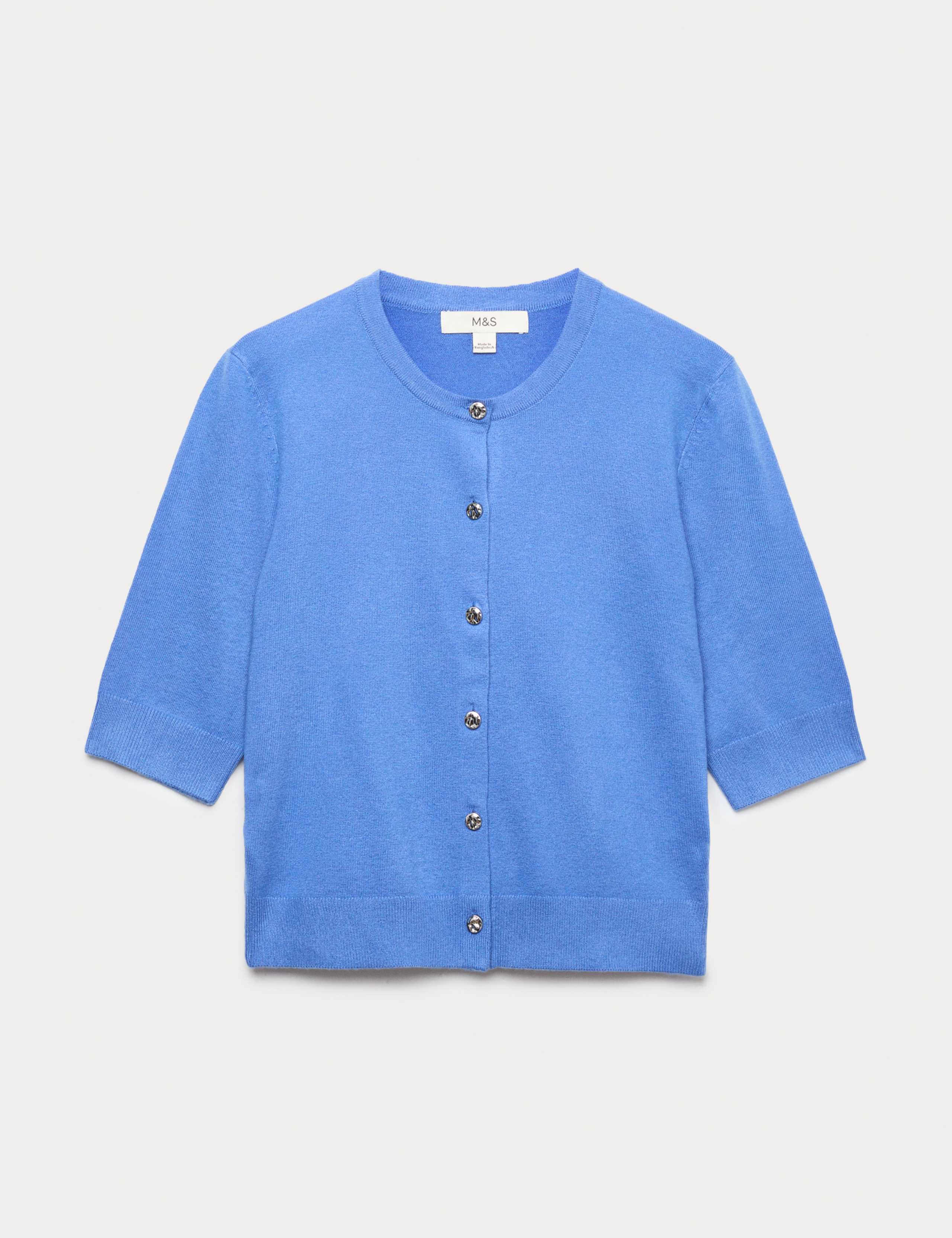 Air-Yarn Button Front Short Sleeve Cropped Cardigan 2 of 6