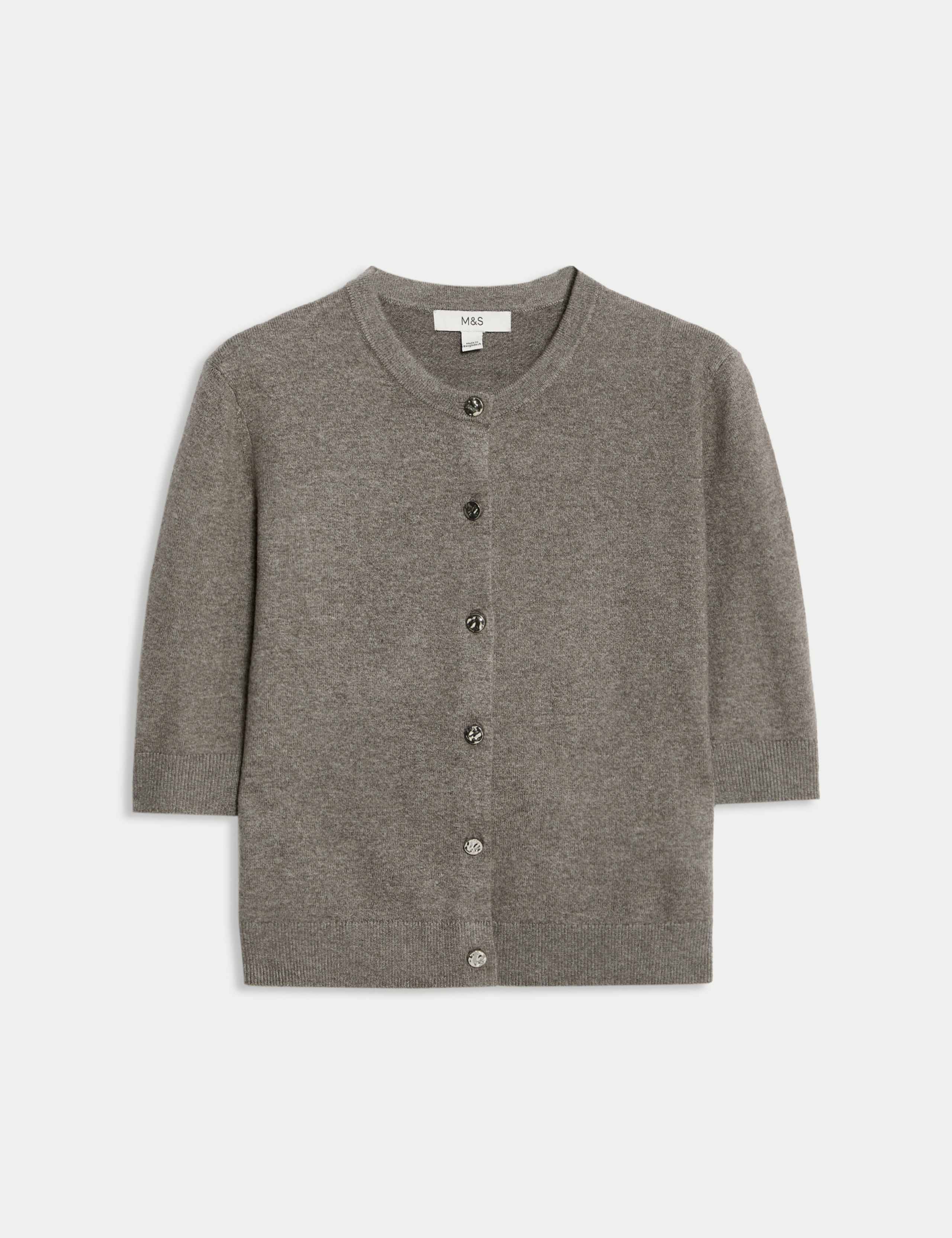 Air-Yarn Button Front Short Sleeve Cropped Cardigan 2 of 8