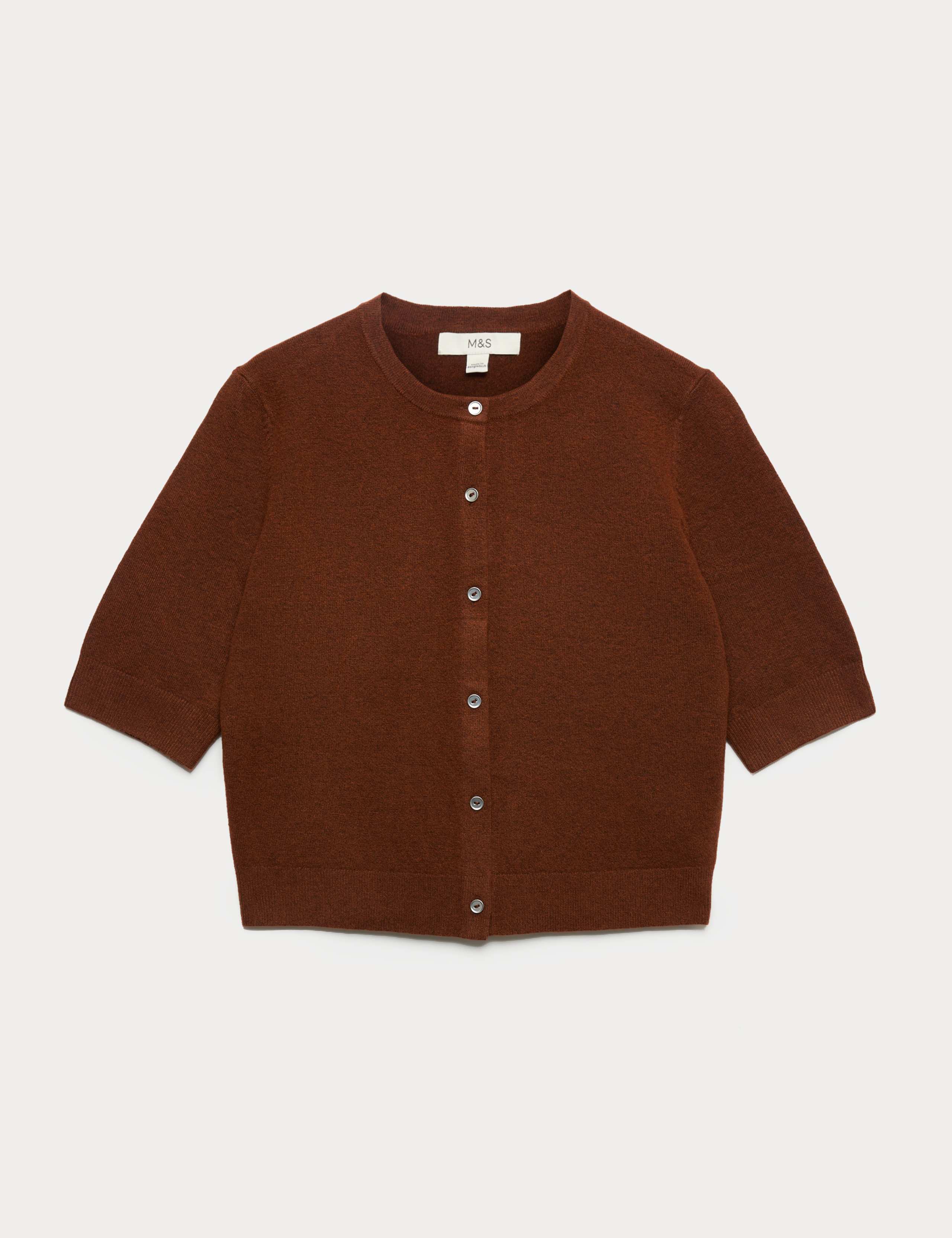 Air-Yarn Button Front Short Sleeve Cropped Cardigan 2 of 5