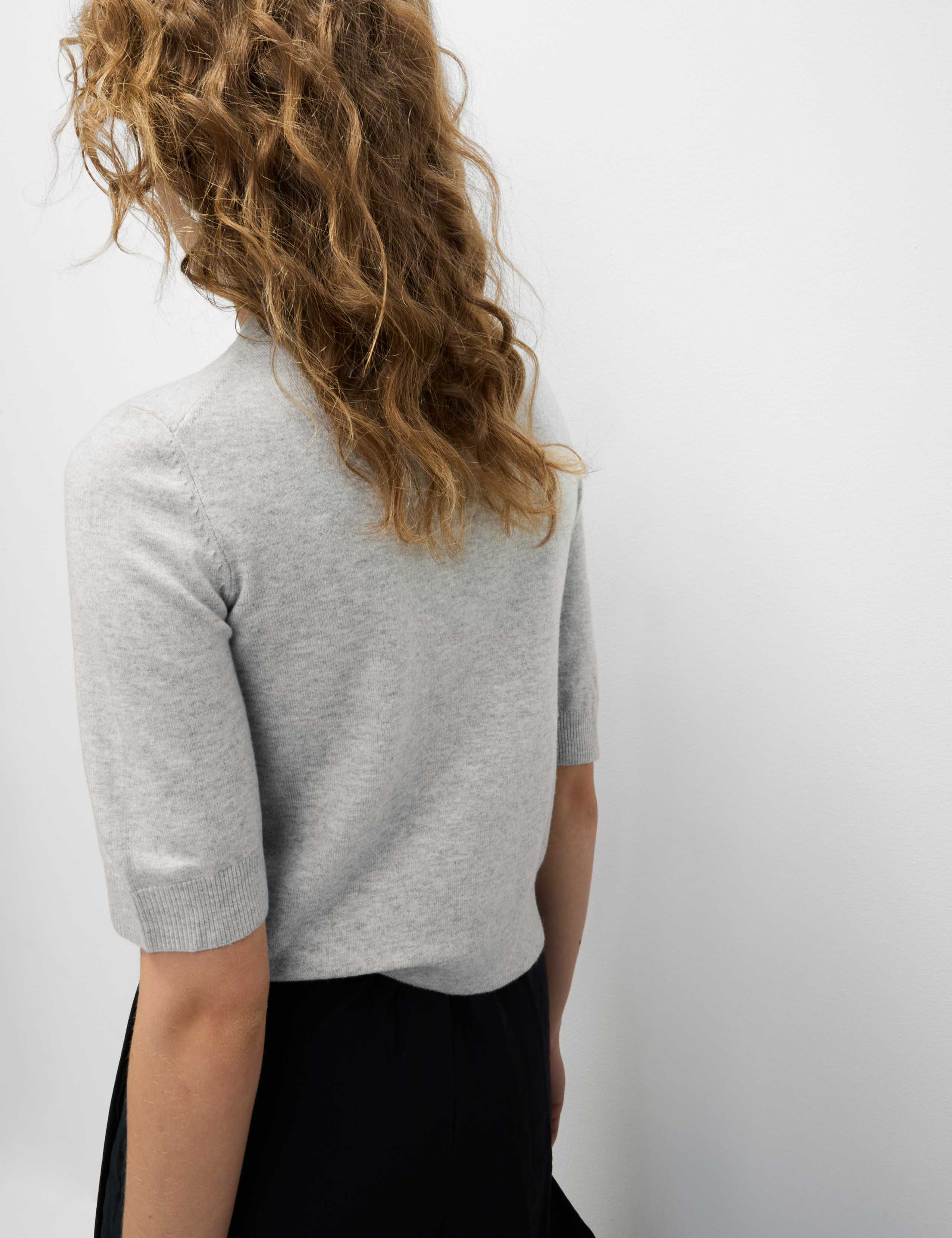 Air-Yarn Button Front Short Sleeve Cropped Cardigan 4 of 6