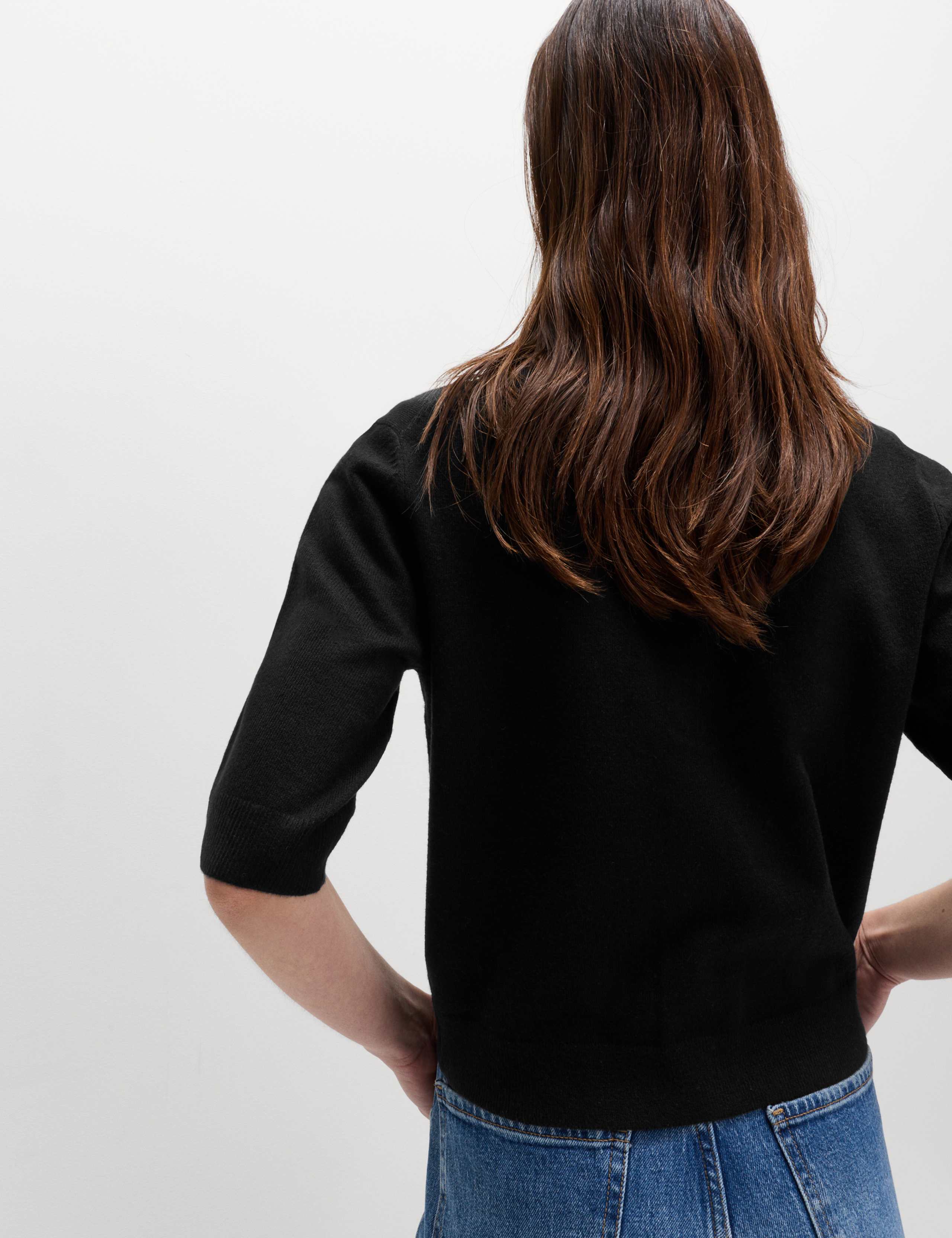 Air-Yarn Button Front Short Sleeve Cropped Cardigan 5 of 5