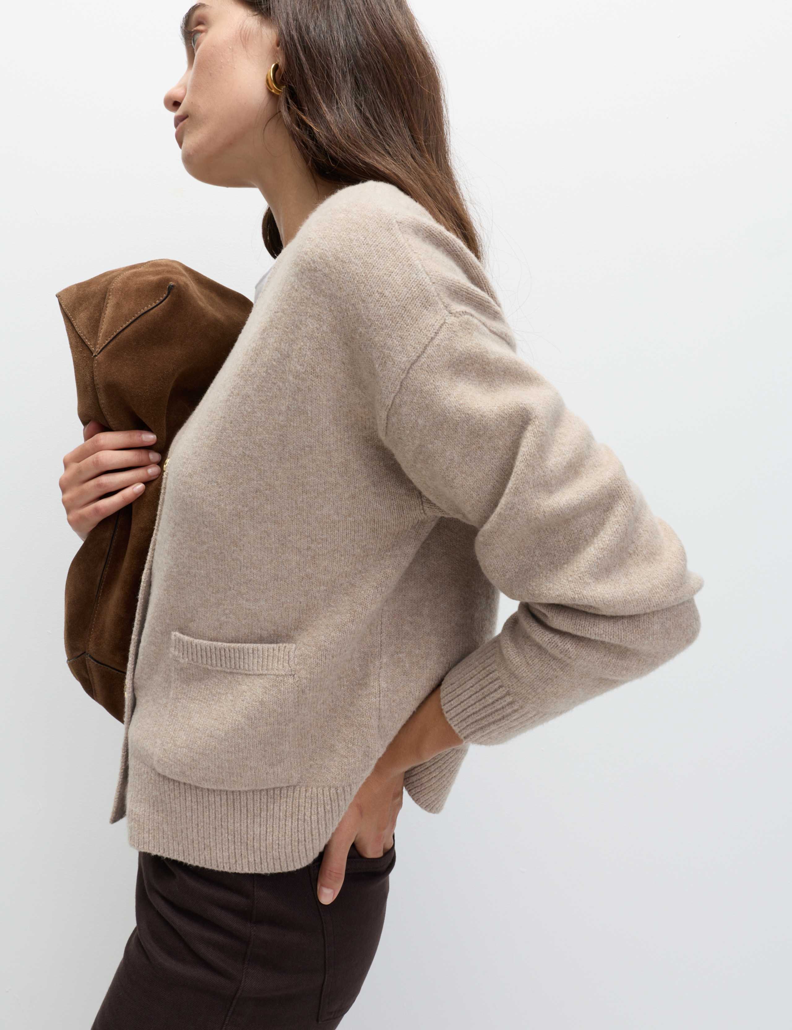 V-Neck Button Front Relaxed Cardigan 3 of 8