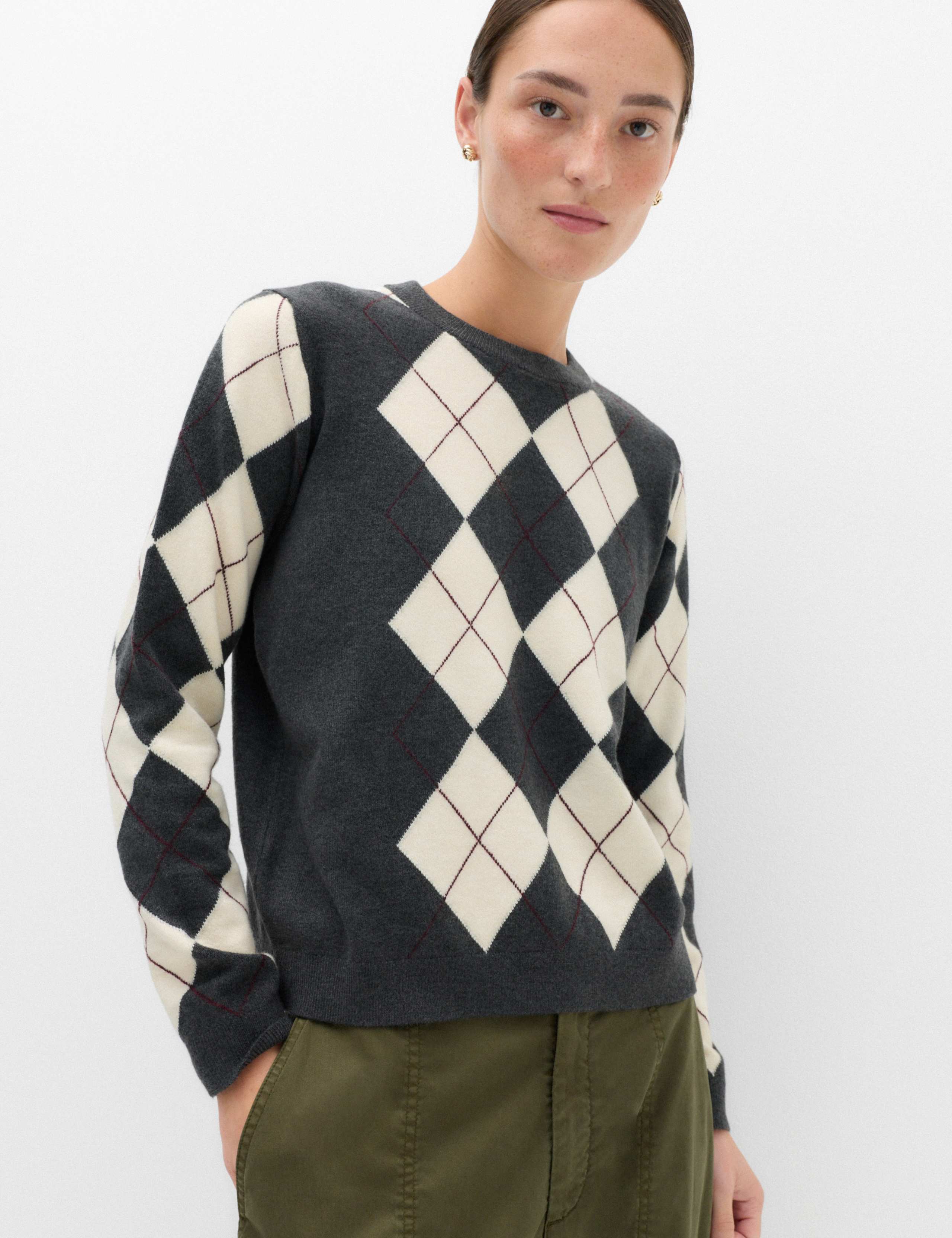Air Yarn Argyle Crew Neck Jumper 3 of 6