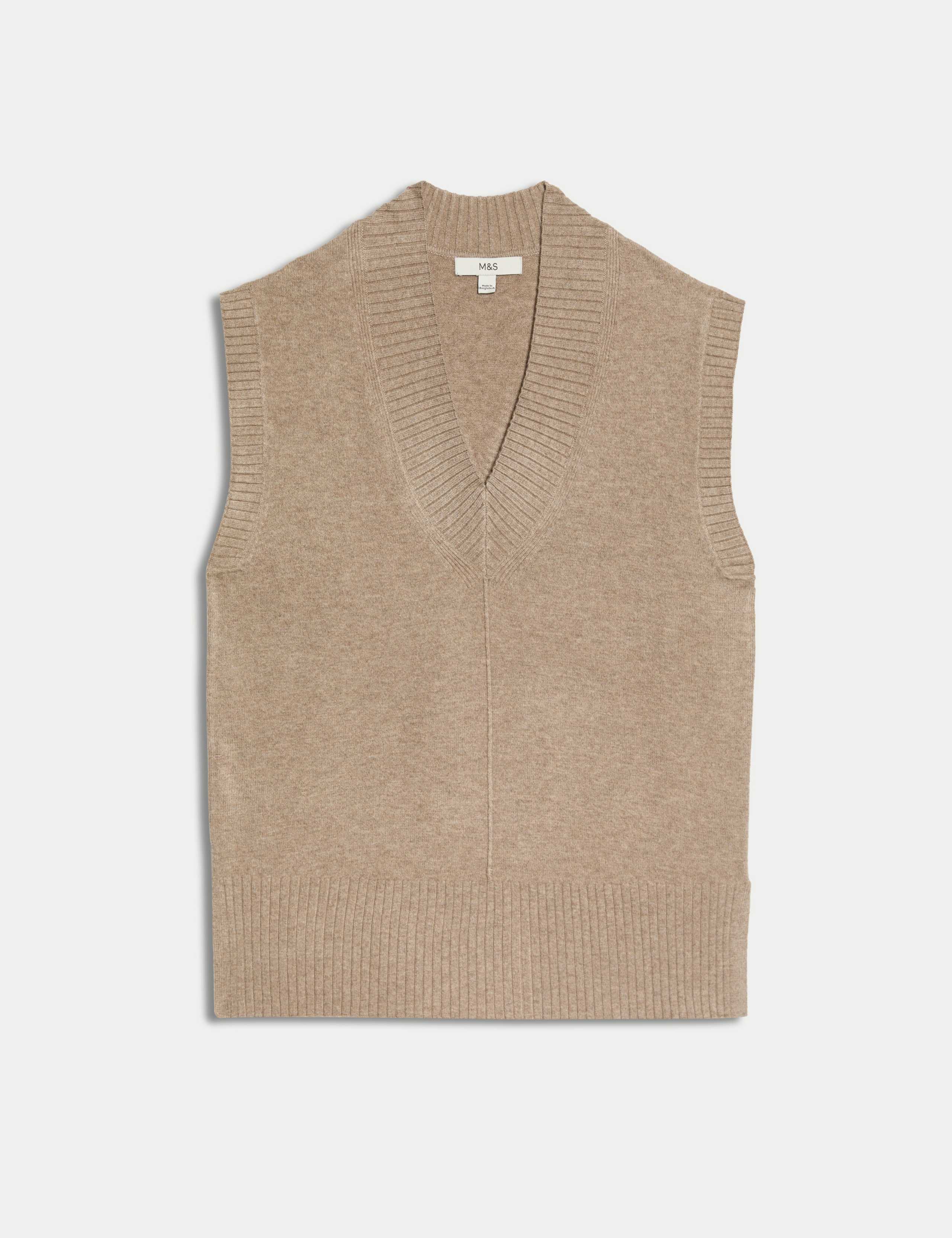 Textured V-Neck Relaxed Knitted Vest 2 of 7