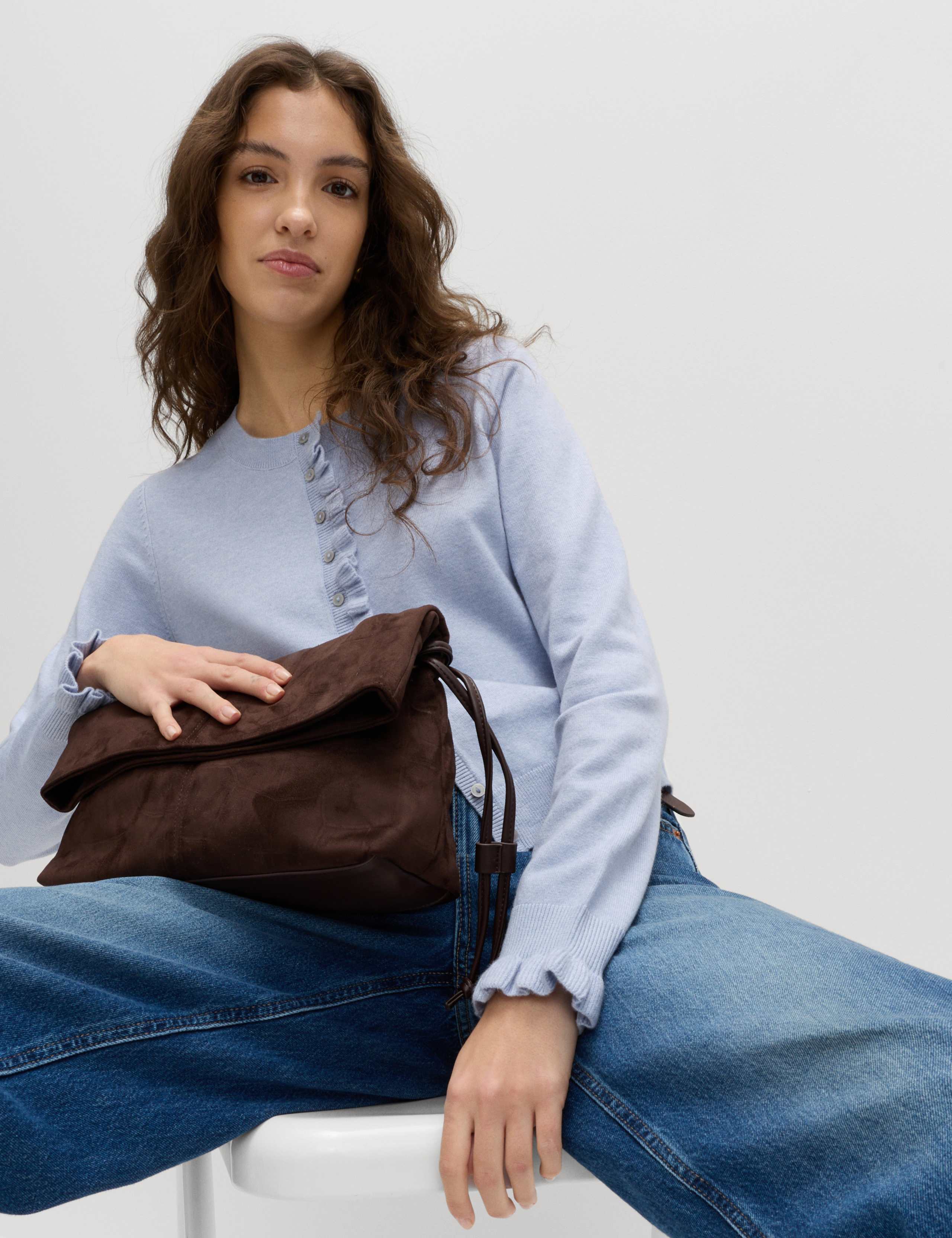 Air-Yarn Ruffle Slim Fit Cardigan 1 of 6