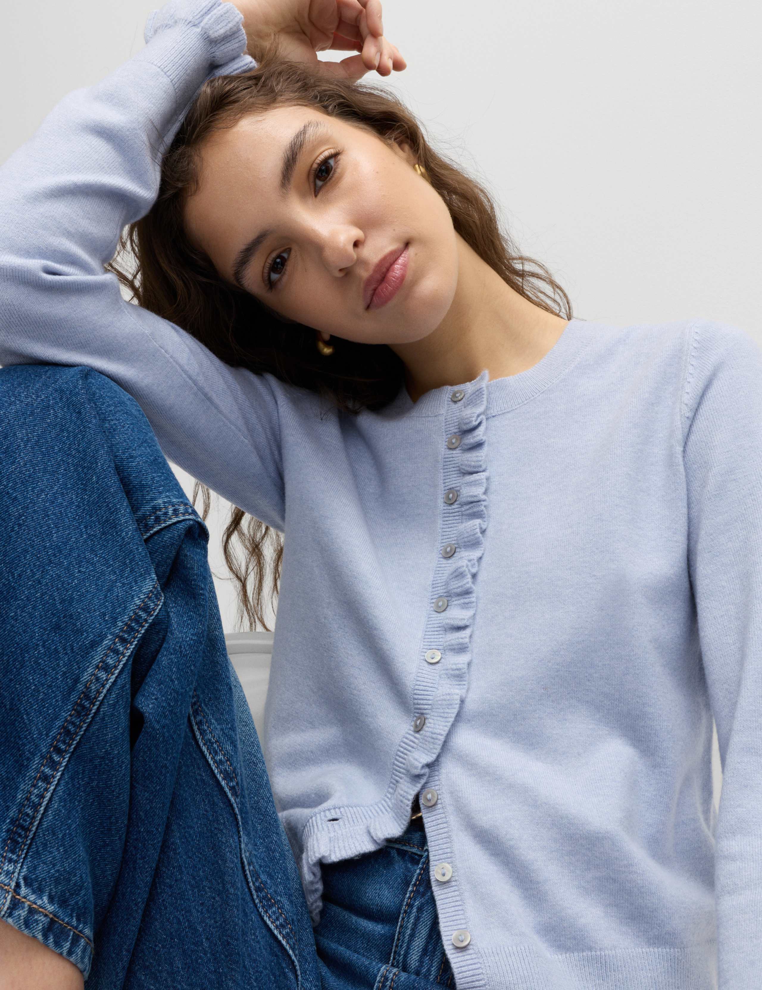 Air-Yarn Ruffle Slim Fit Cardigan 6 of 6