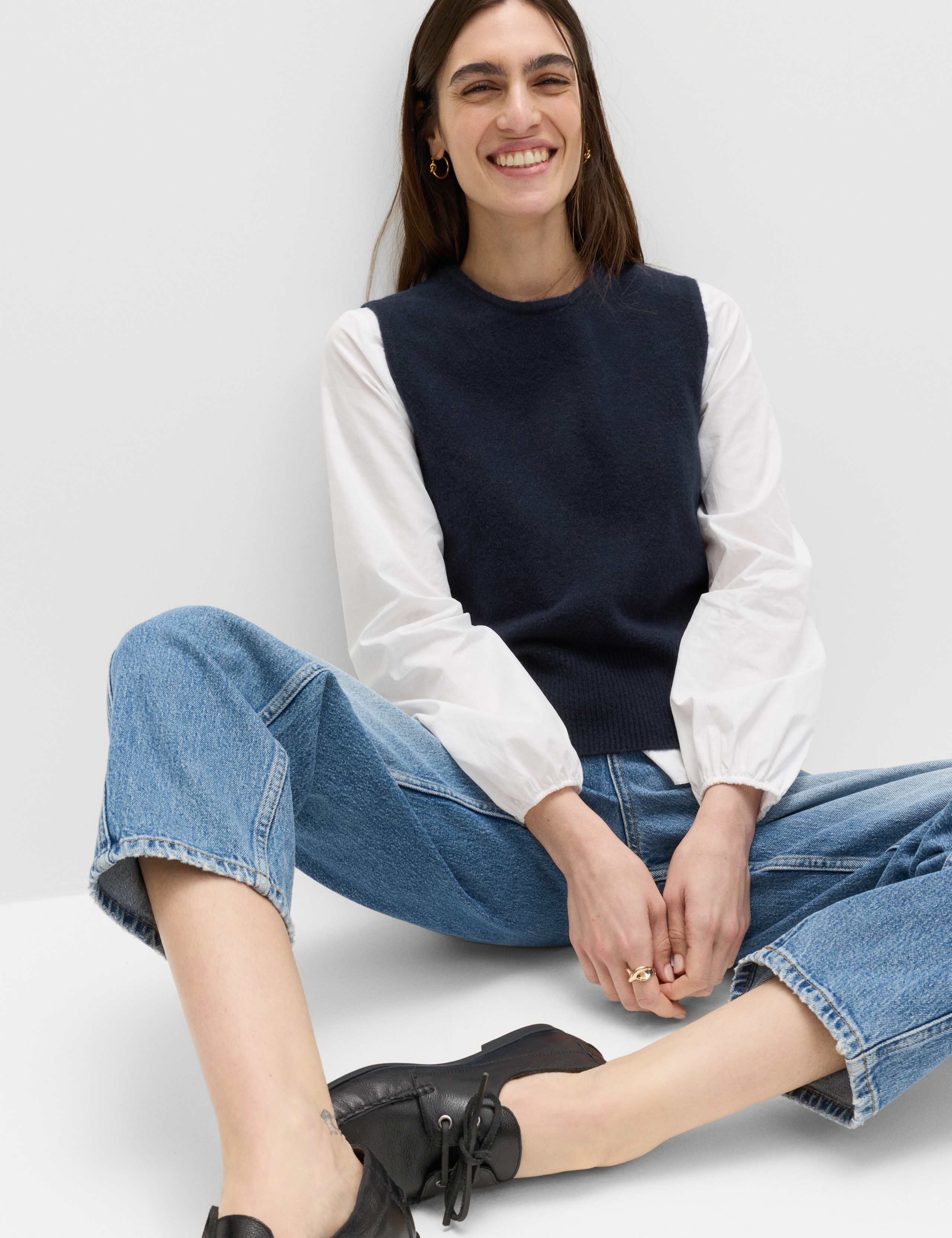 Crew Neck Knitted Vest with Cotton 5 of 6