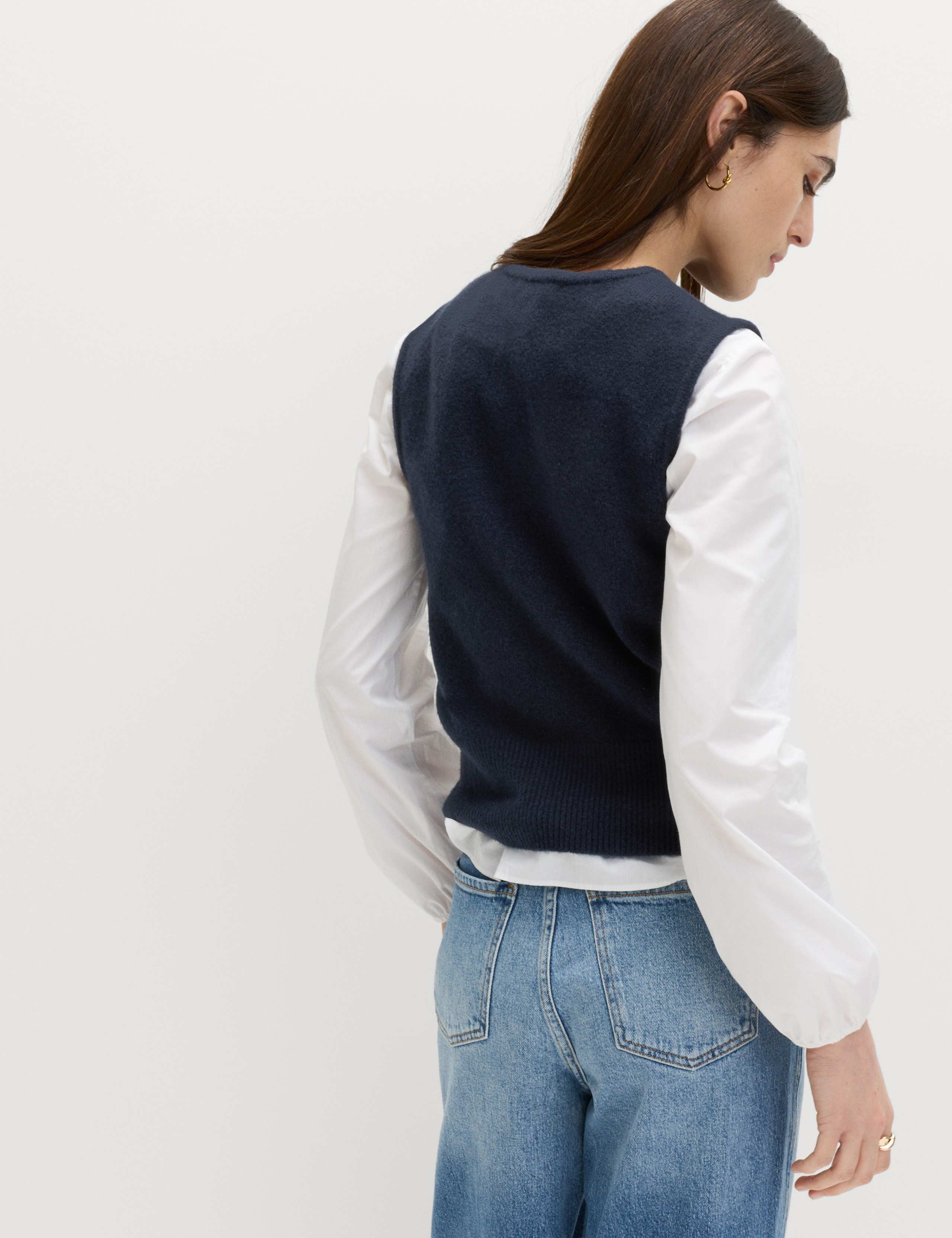 Crew Neck Knitted Vest with Cotton 6 of 6