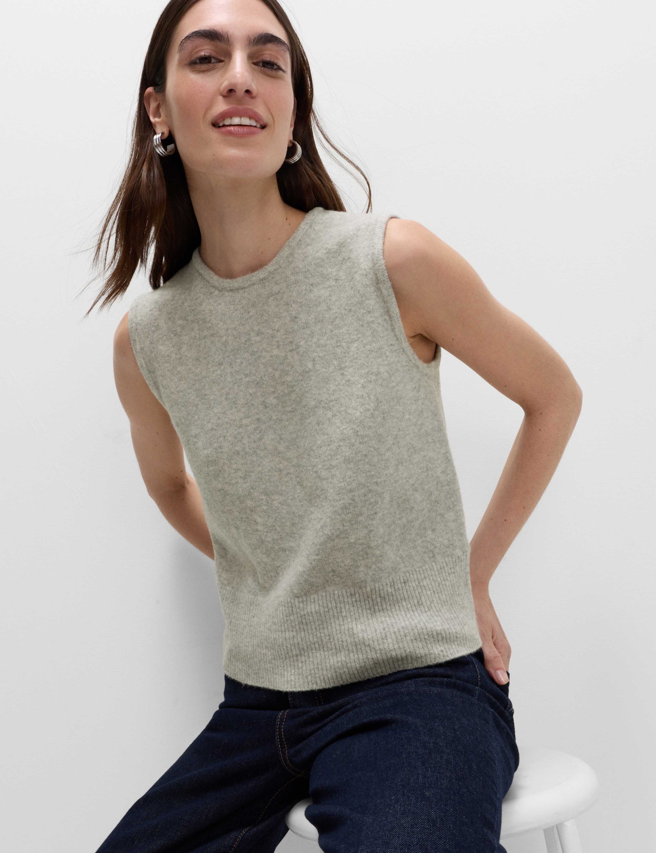 Crew Neck Knitted Vest with Cotton 6 of 7