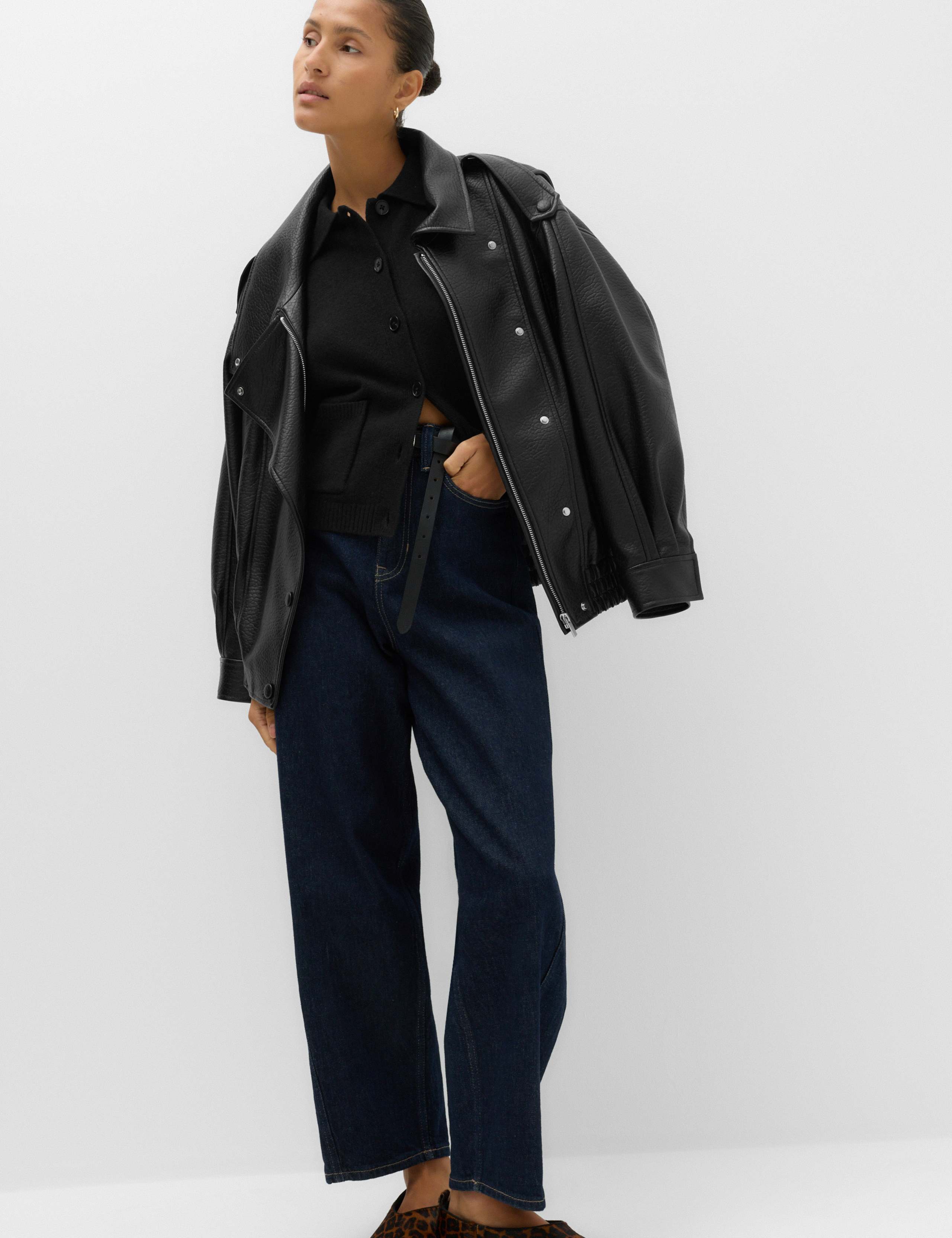 Air-Yarn Collared Relaxed Cropped Cardigan 3 of 6