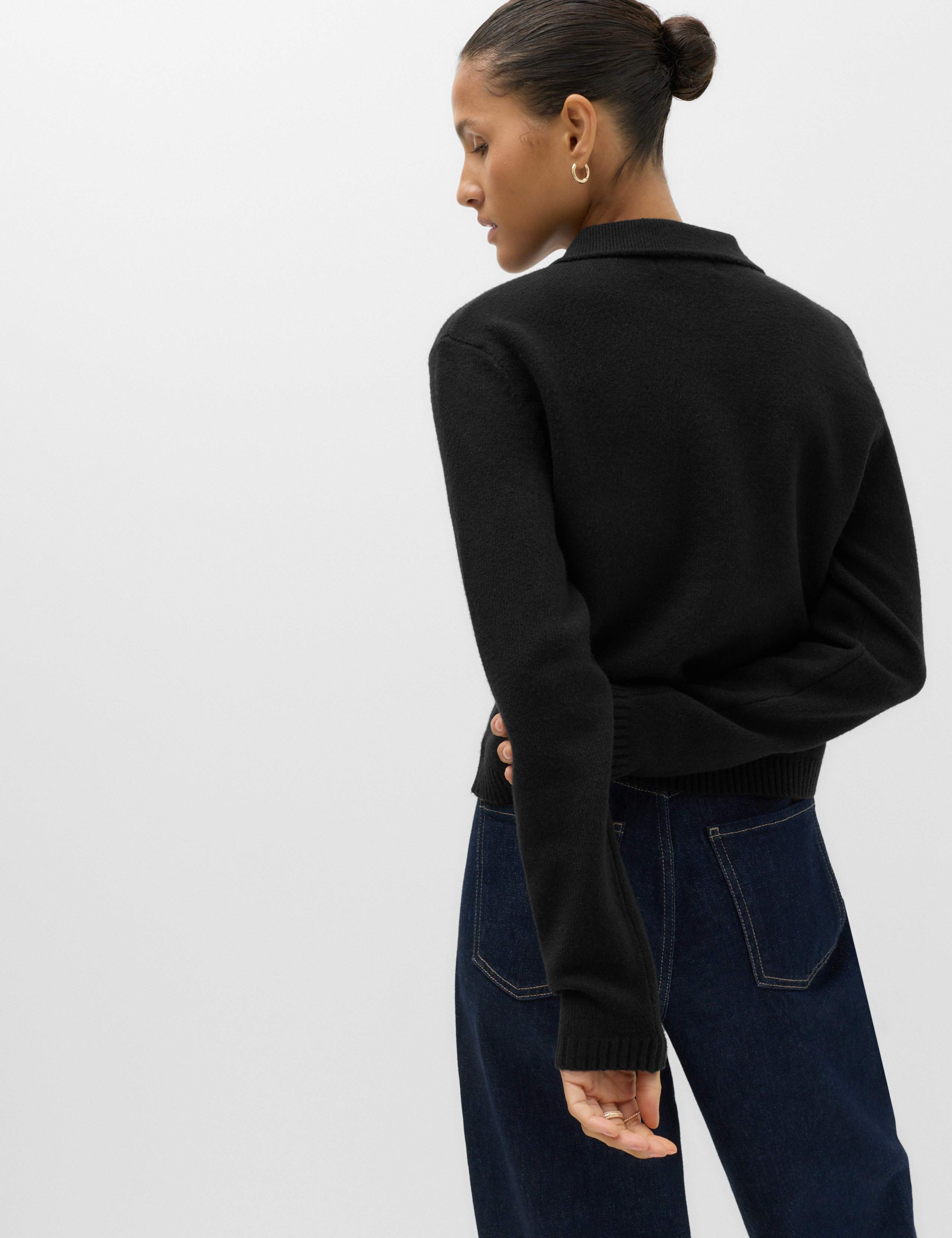 Air-Yarn Collared Relaxed Cropped Cardigan 4 of 6