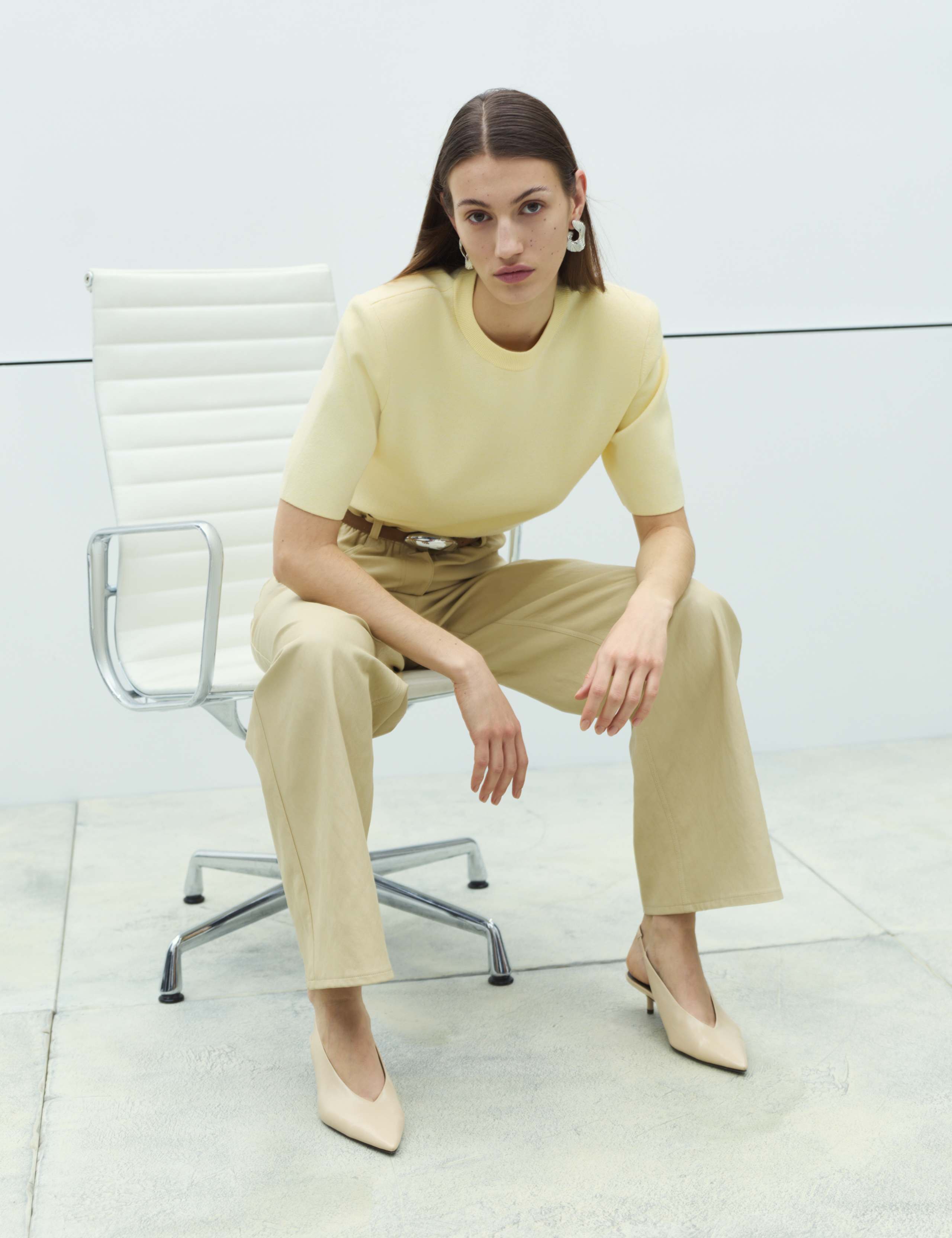 Shoulder Pad Knitted Top with Wool 1 of 4