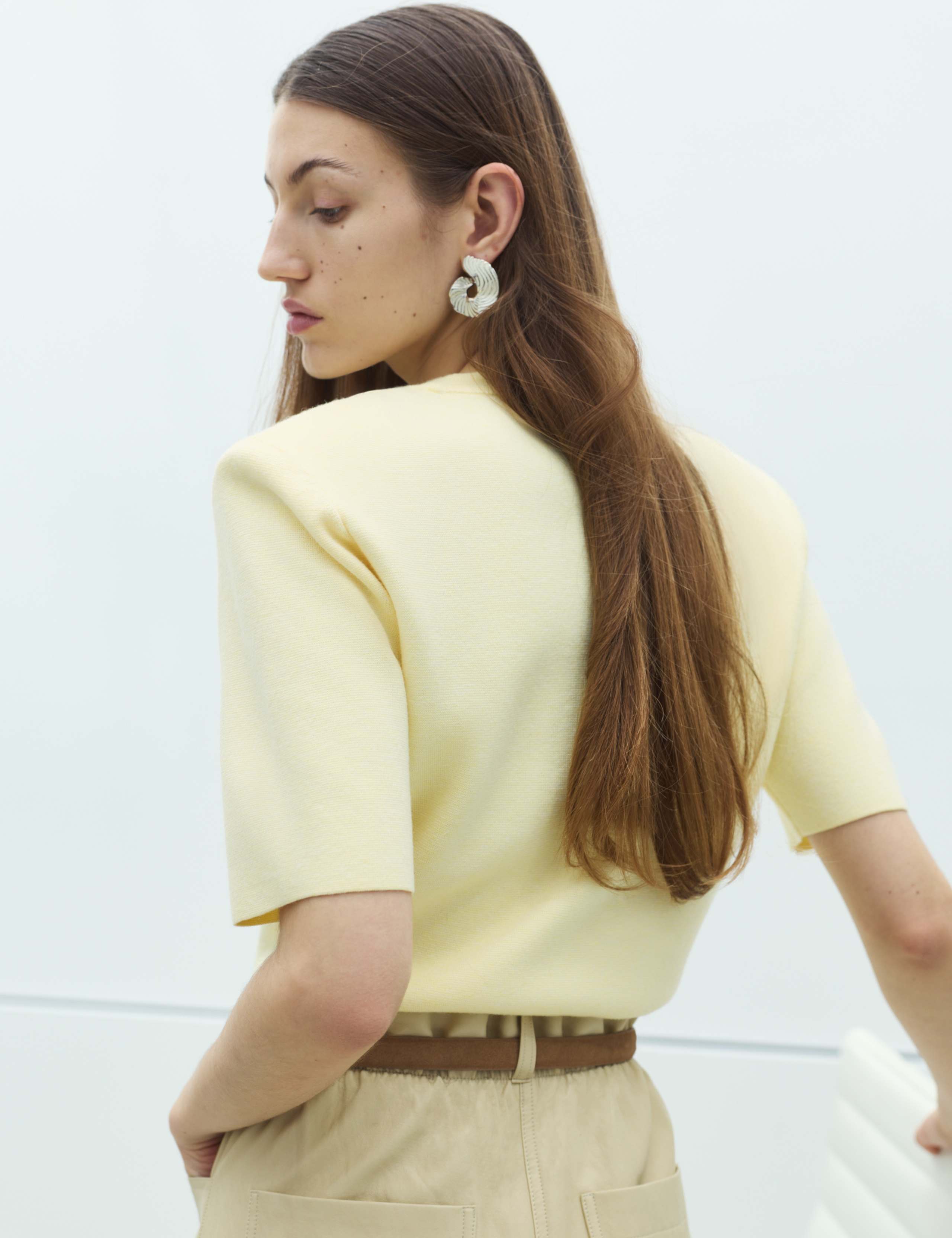 Shoulder Pad Knitted Top with Wool 4 of 4