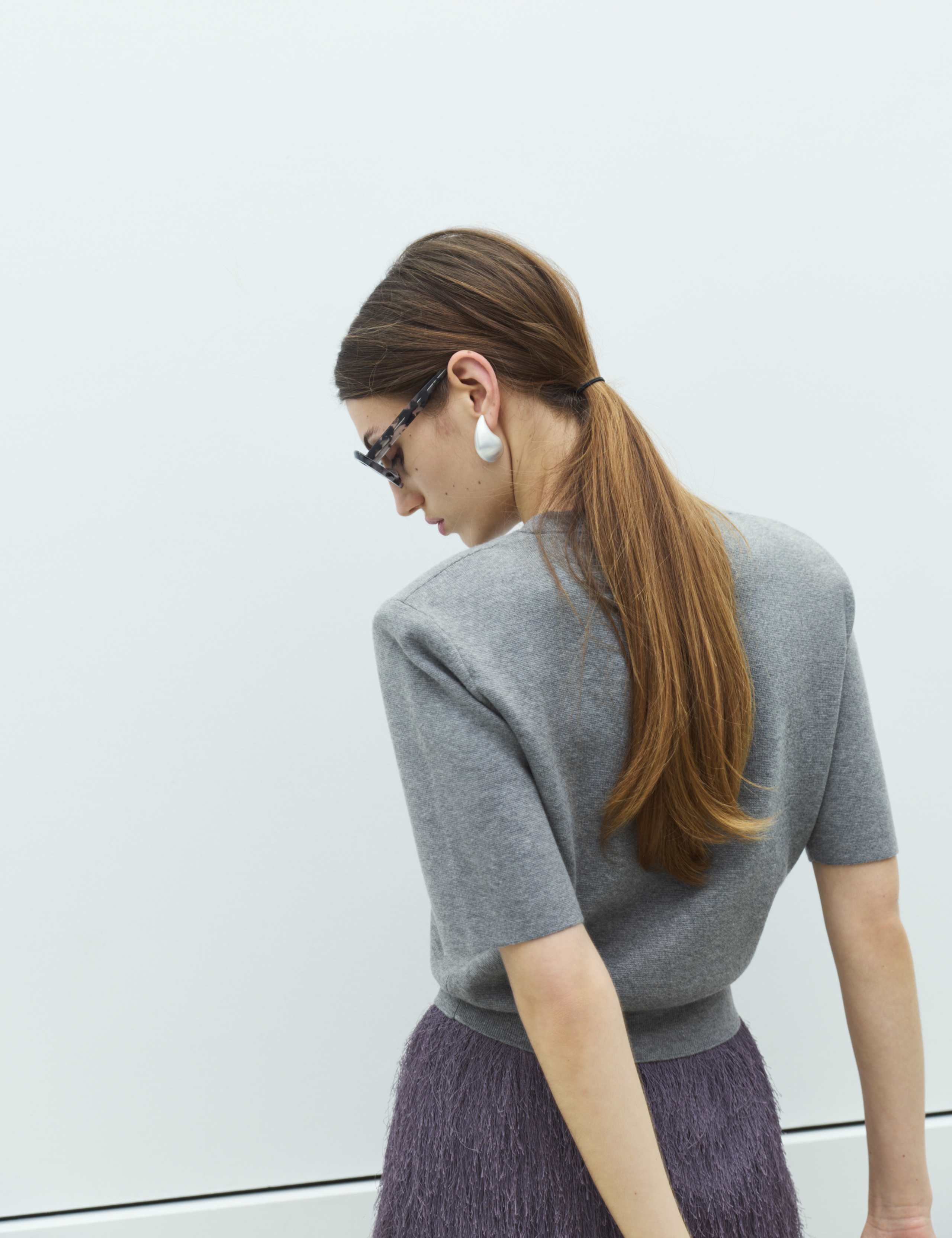 Shoulder Pad Knitted Top with Wool 4 of 6