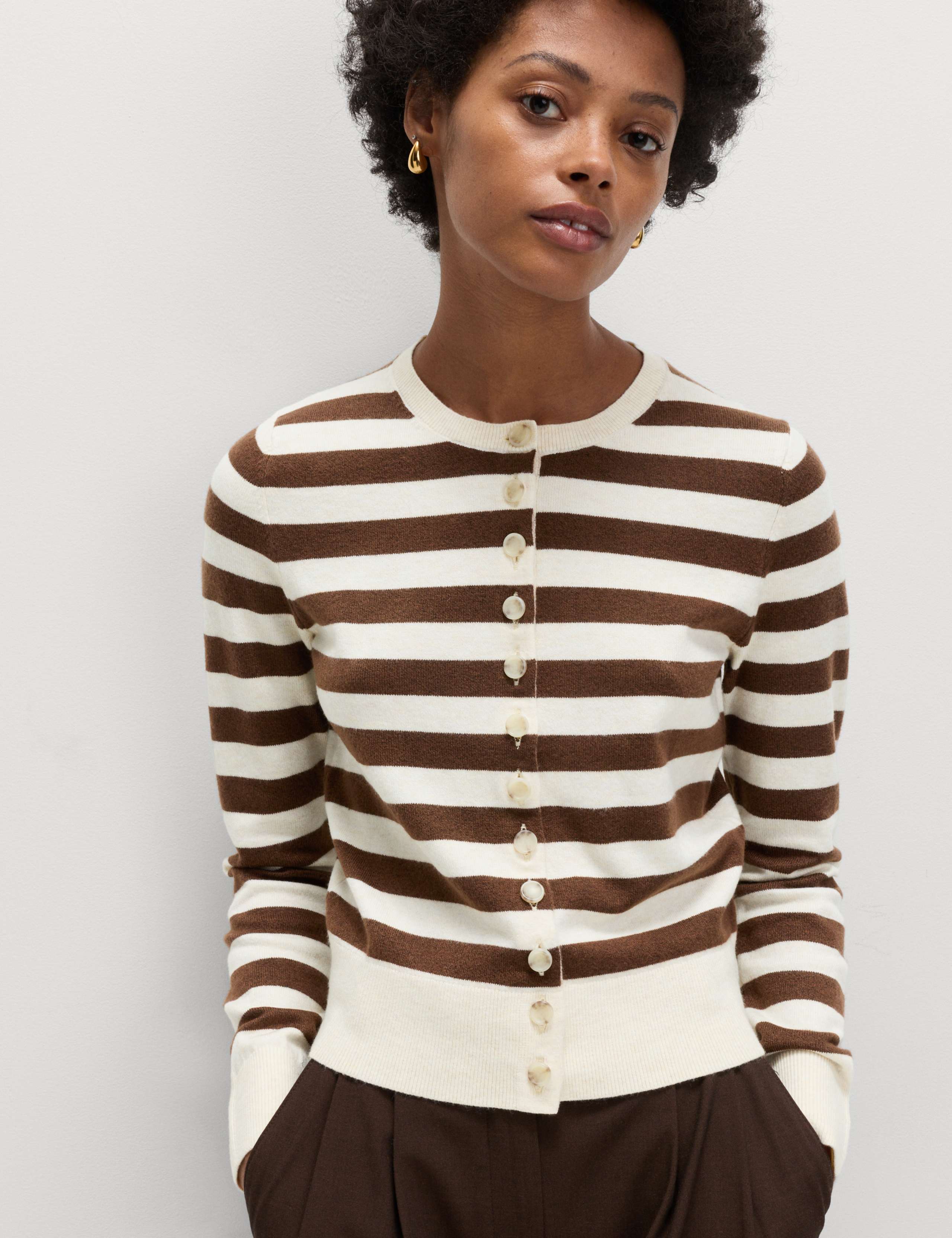 Air-Yarn Striped Cropped Cardigan 3 of 6