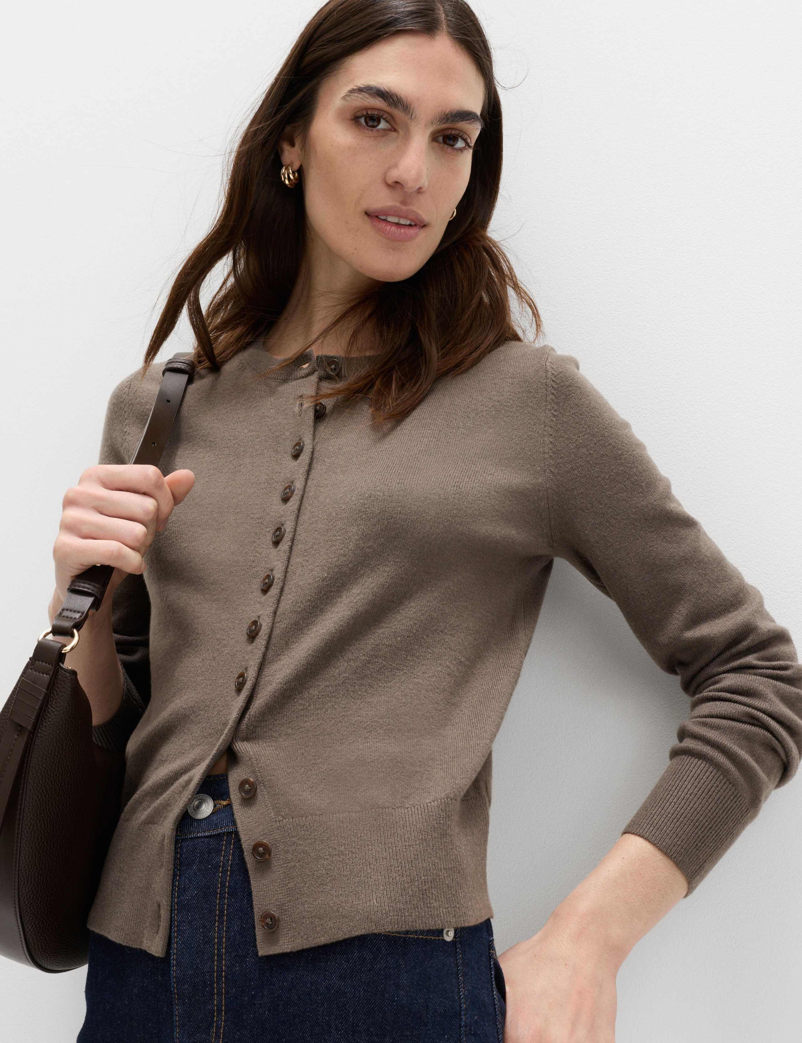 Air-Yarn Crew Neck Short Cardigan 1 of 6