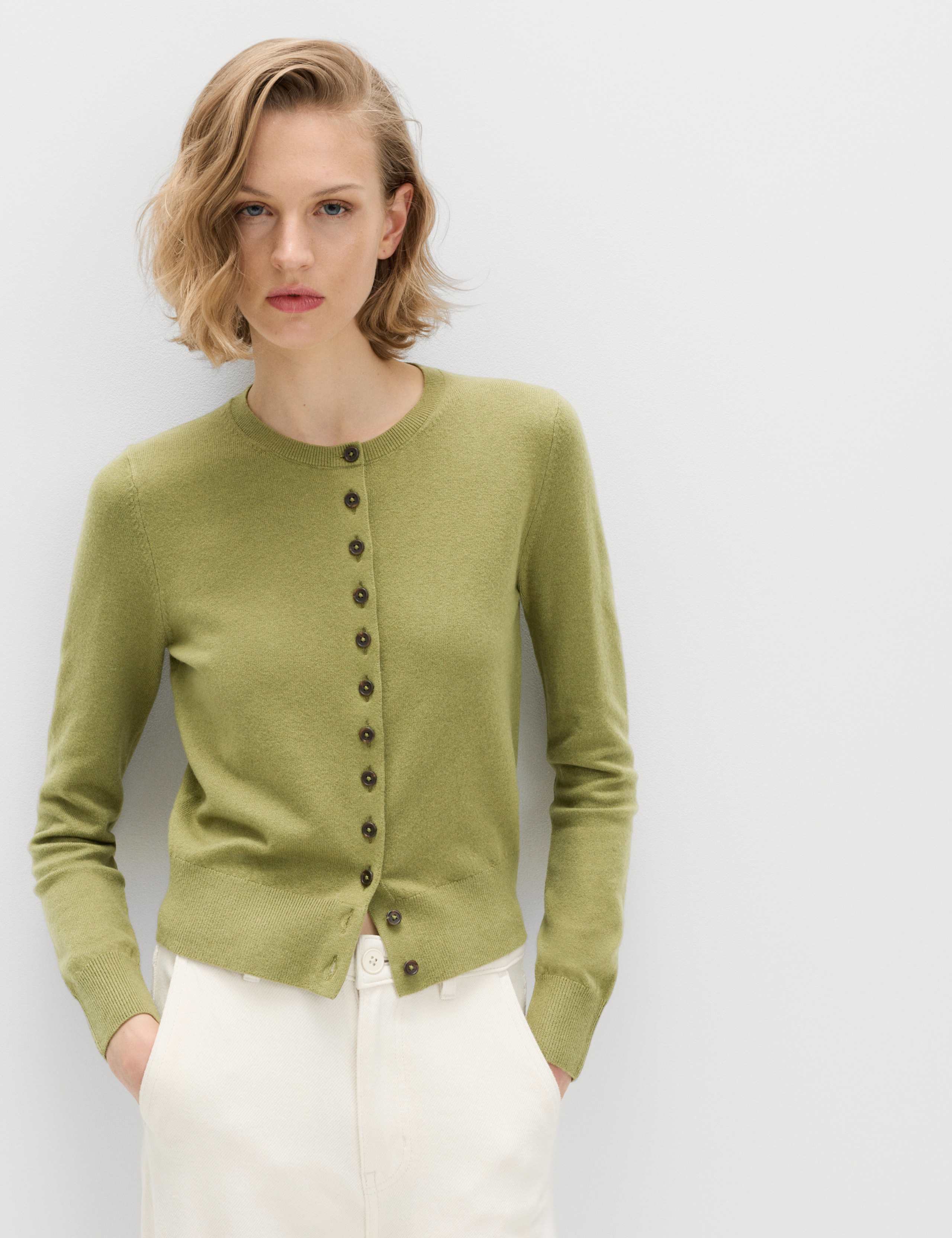 Air-Yarn Crew Neck Short Cardigan 1 of 5