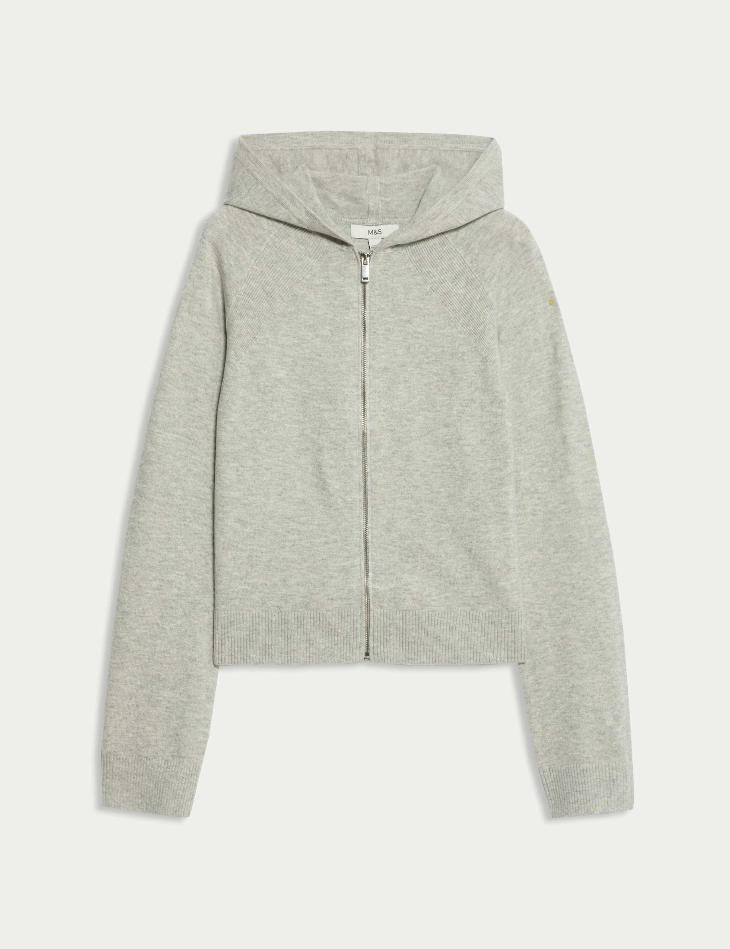 Knitted Zip Up Cropped Hoodie 2 of 6