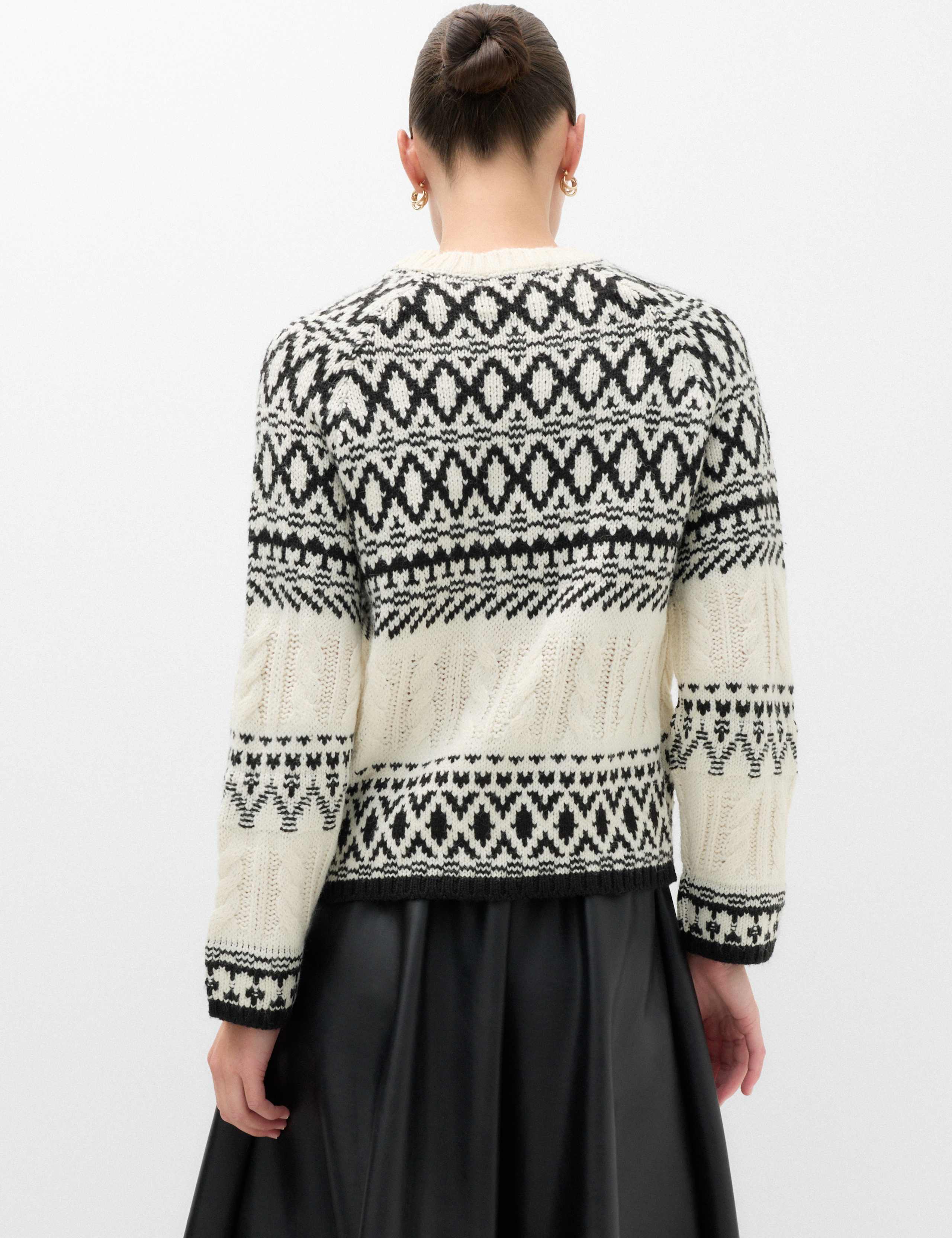 Fair Isle Cable Knit Crew Neck Jumper 4 of 6