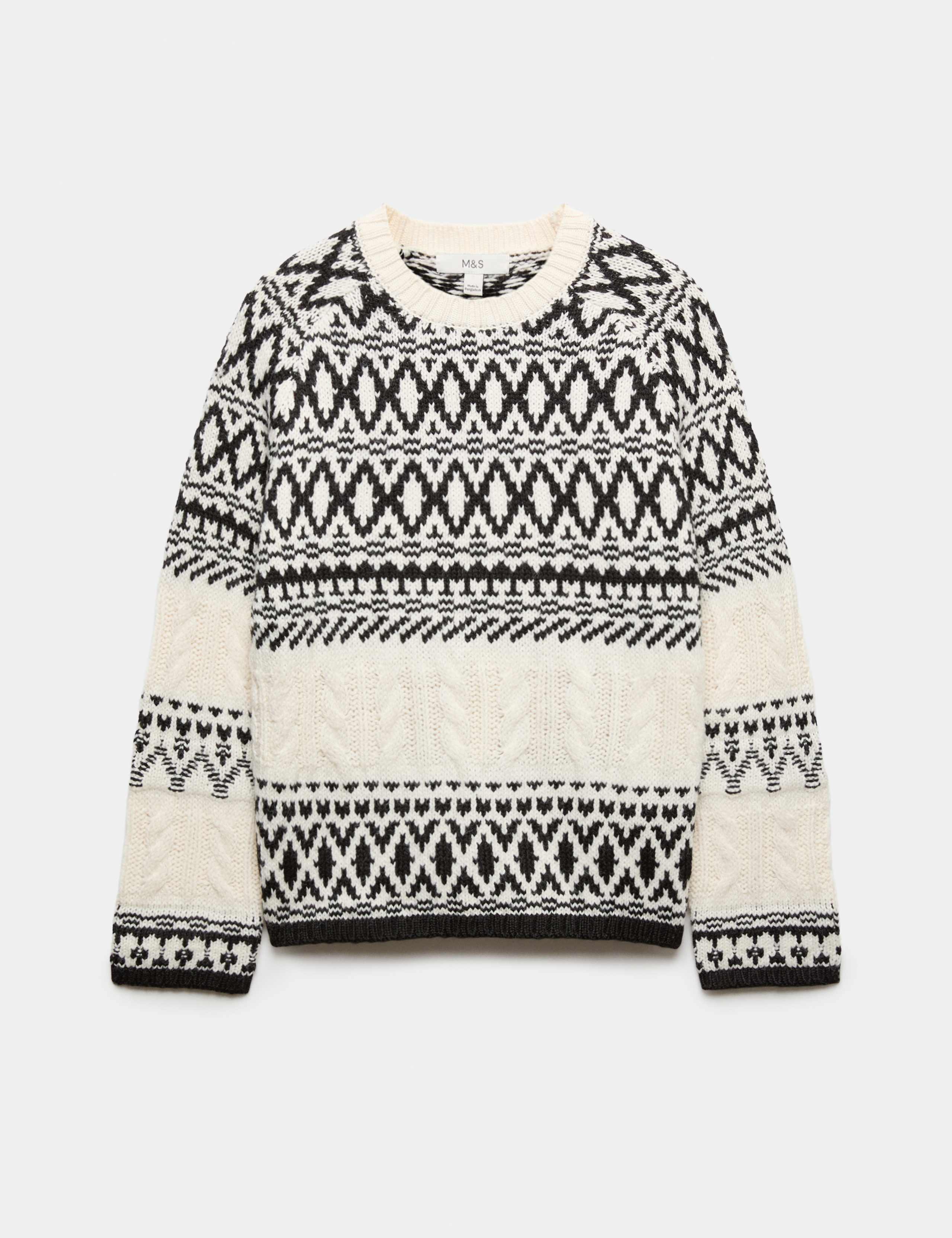 Fair Isle Cable Knit Crew Neck Jumper 2 of 6