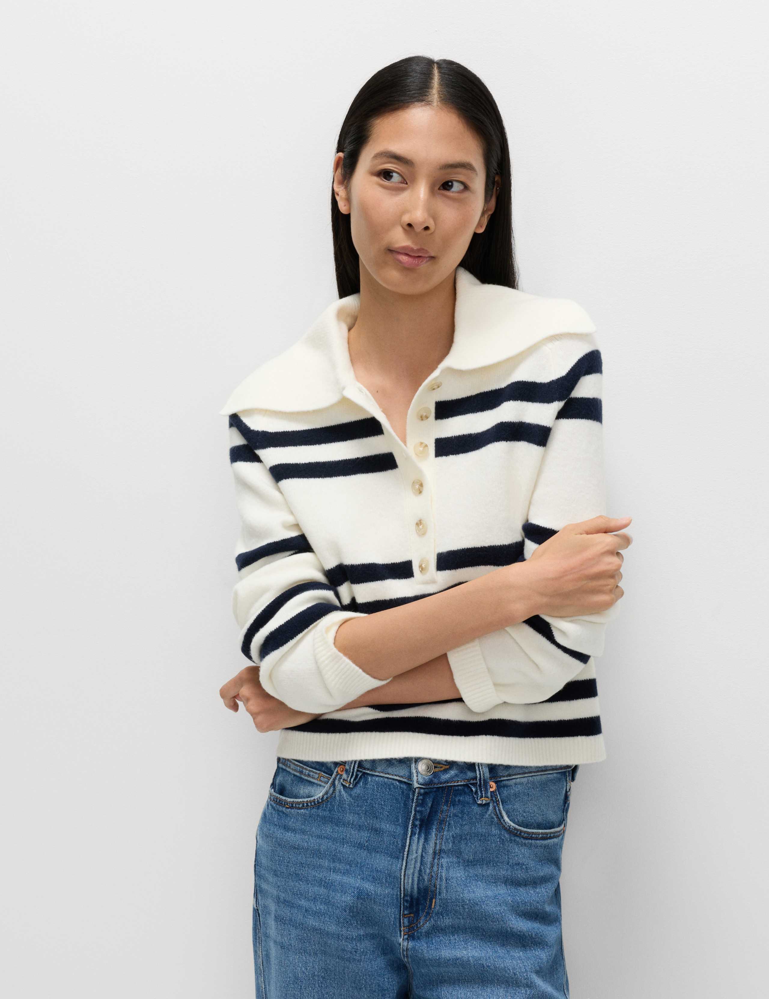 Collared Striped Jumper with Cotton 6 of 6