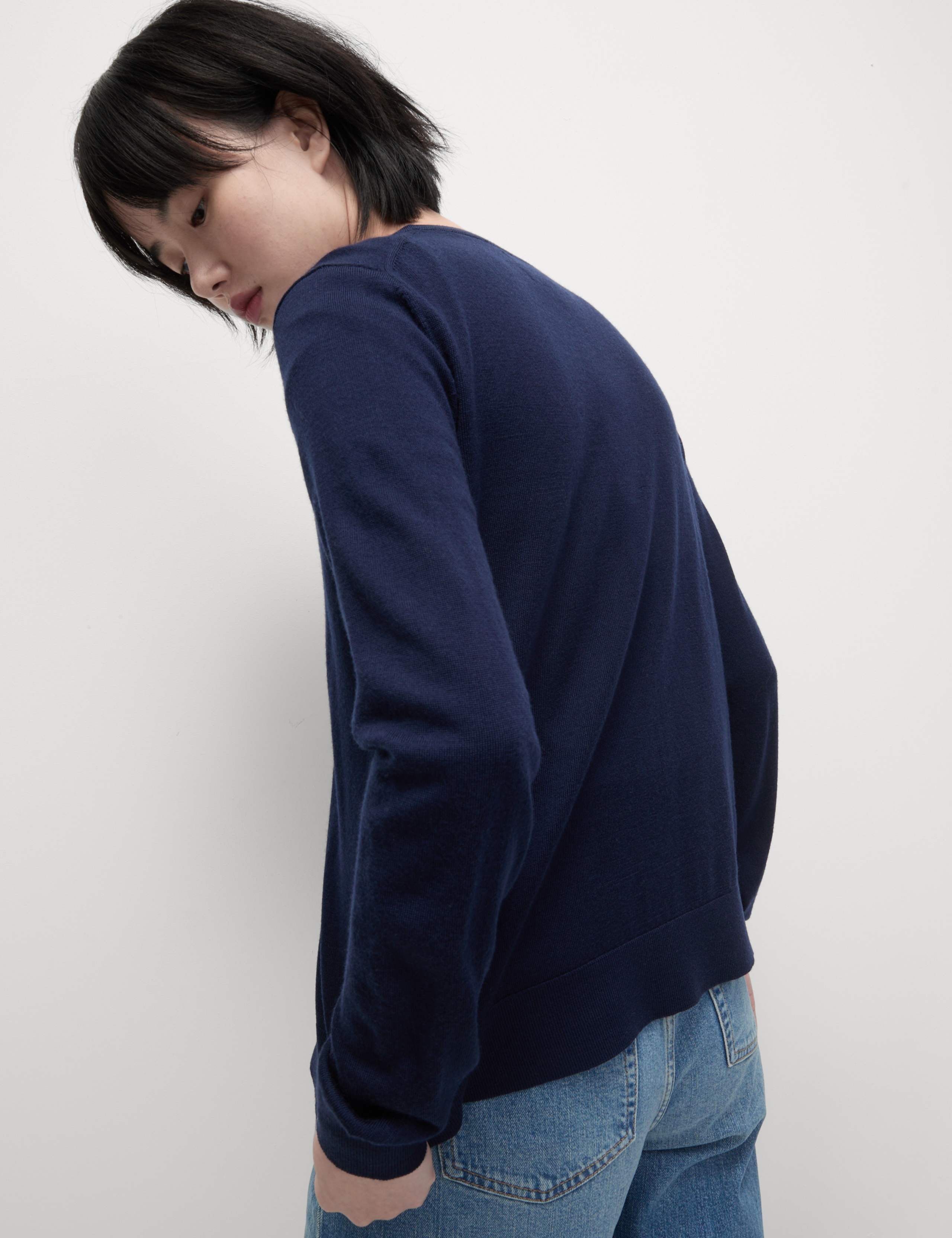 Pure Merino Wool Crew Neck Cardigan 3 of 7