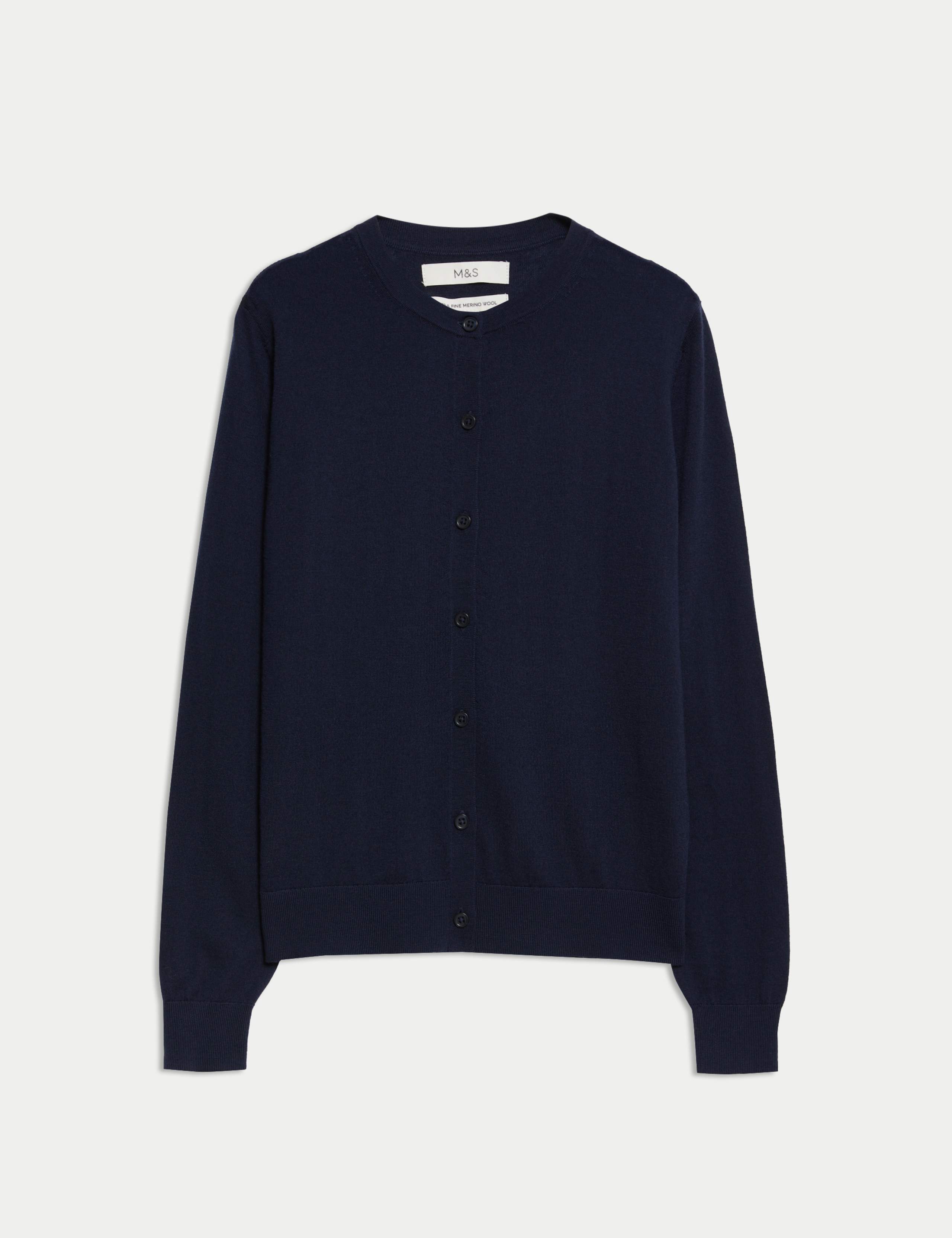 Pure Merino Wool Crew Neck Cardigan 2 of 7